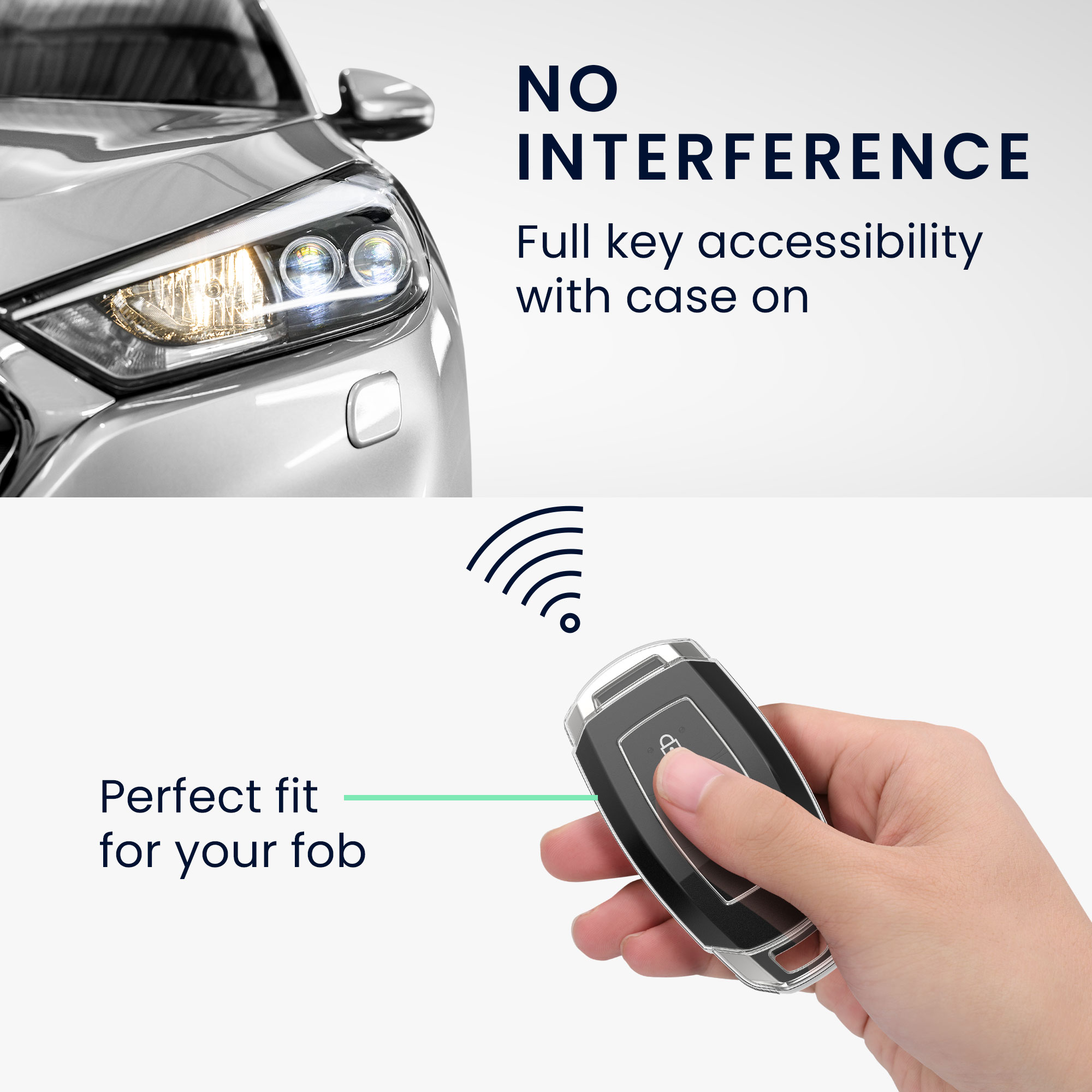 Pouzdro na klíč od auta kwmobile pro Hyundai 3 Button Car Key Keyless Go - čirá