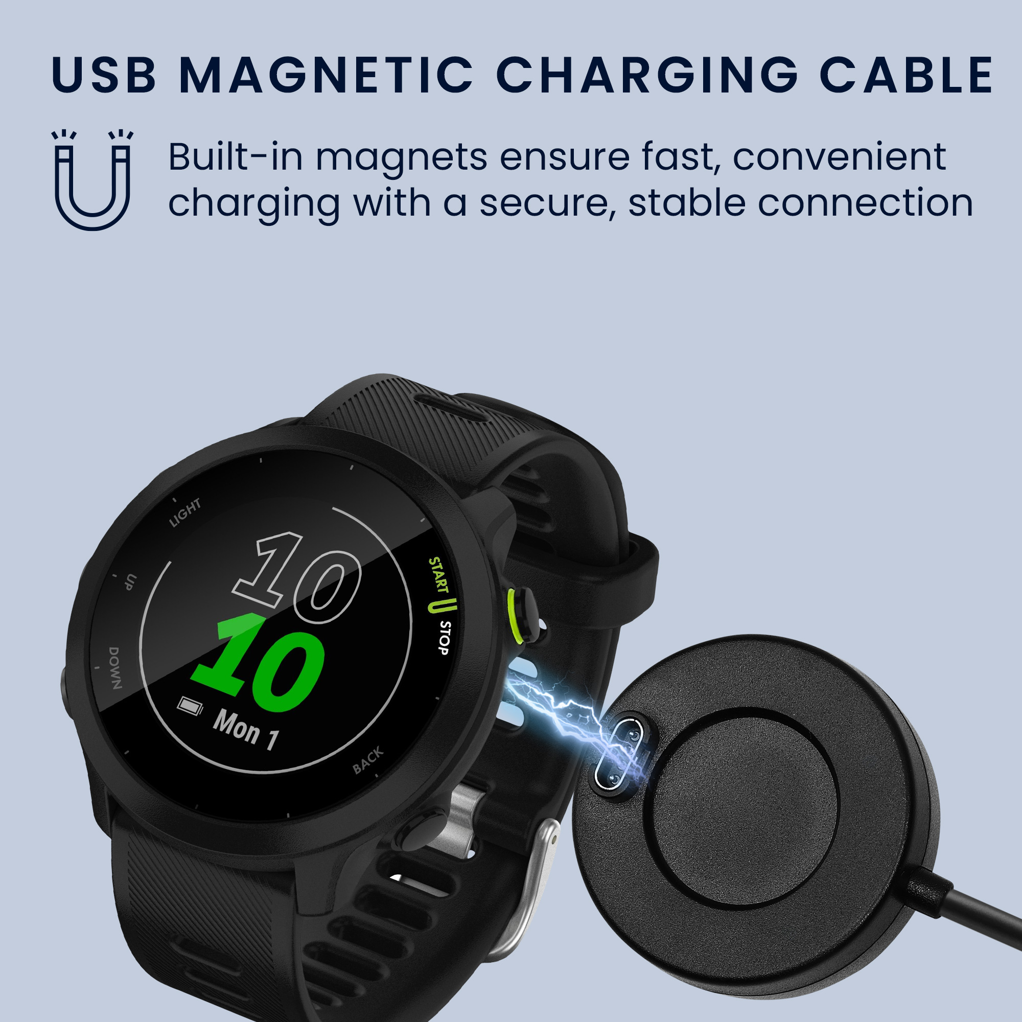 Nabíjecí kabel Garmin Forerunner 55 / 255 / kwmobile USB-C černý