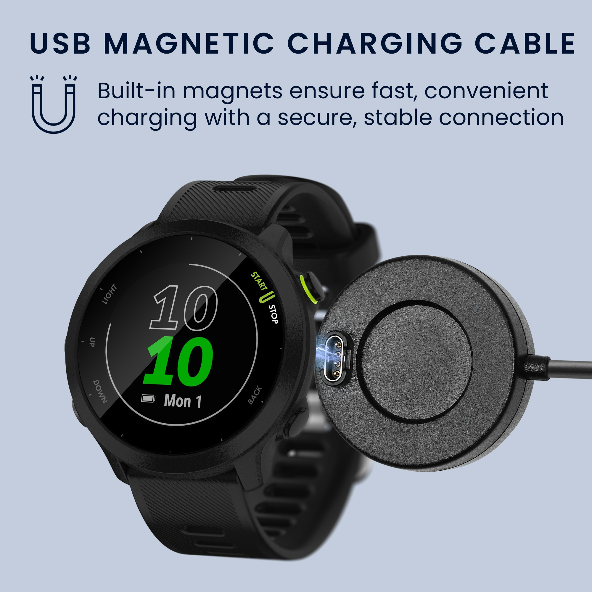 Nabíjecí kabel Garmin Forerunner 55 / 965 / kwmobile USB-A černý