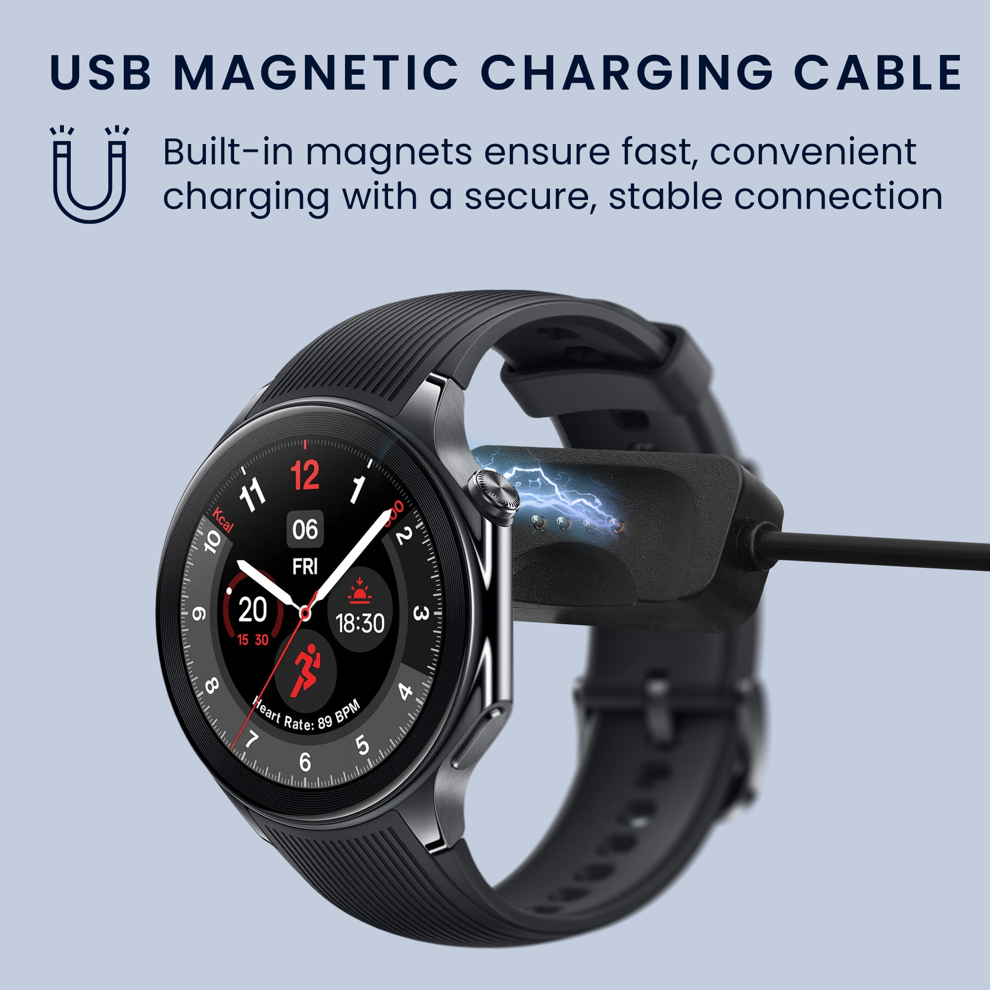 Nabíjecí kabel kwmobile pro OnePlus Watch 2 / Watch 3 - černá