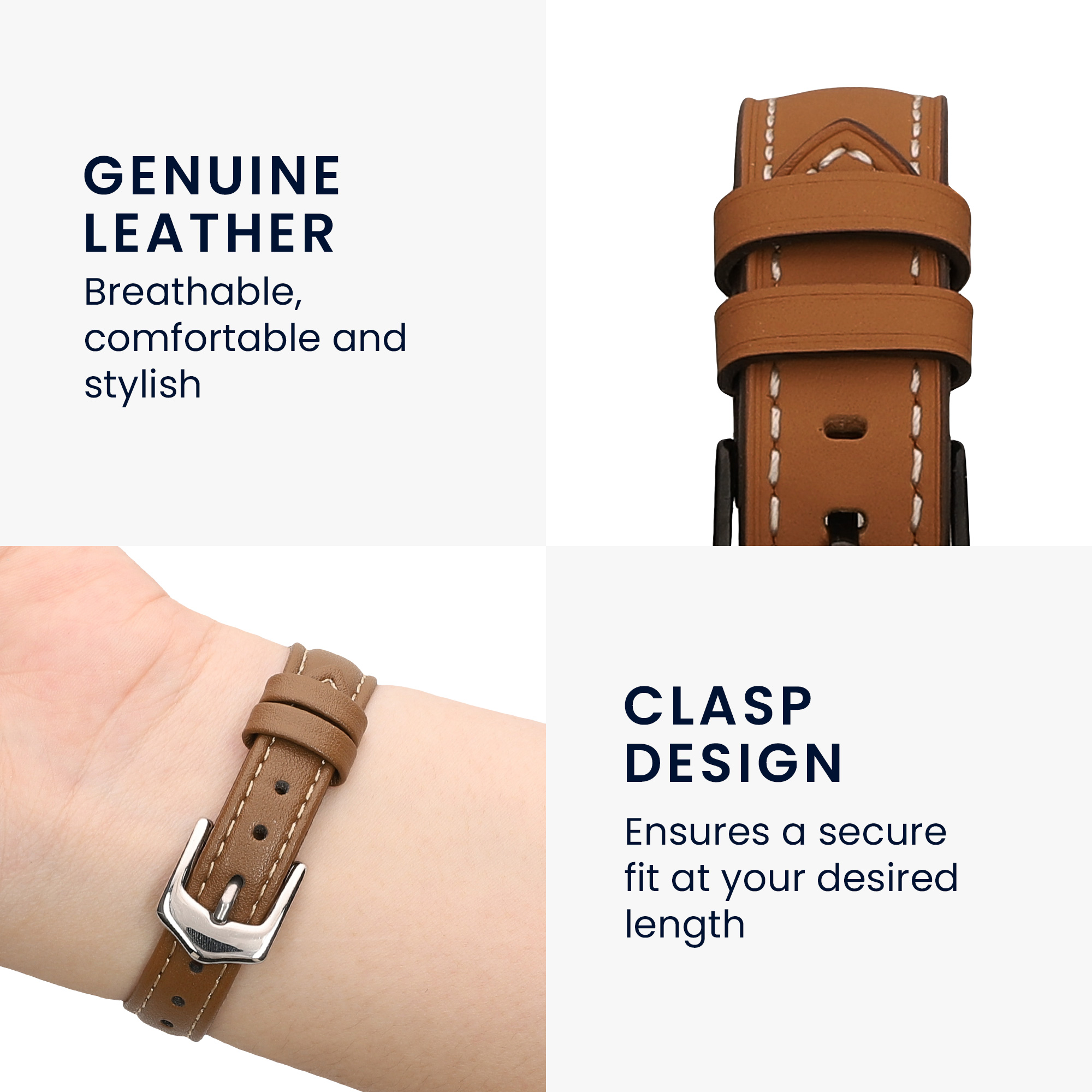 Kožený řemínek na chytré hodinky Huawei Band 10 / 9 / 8 hnědé