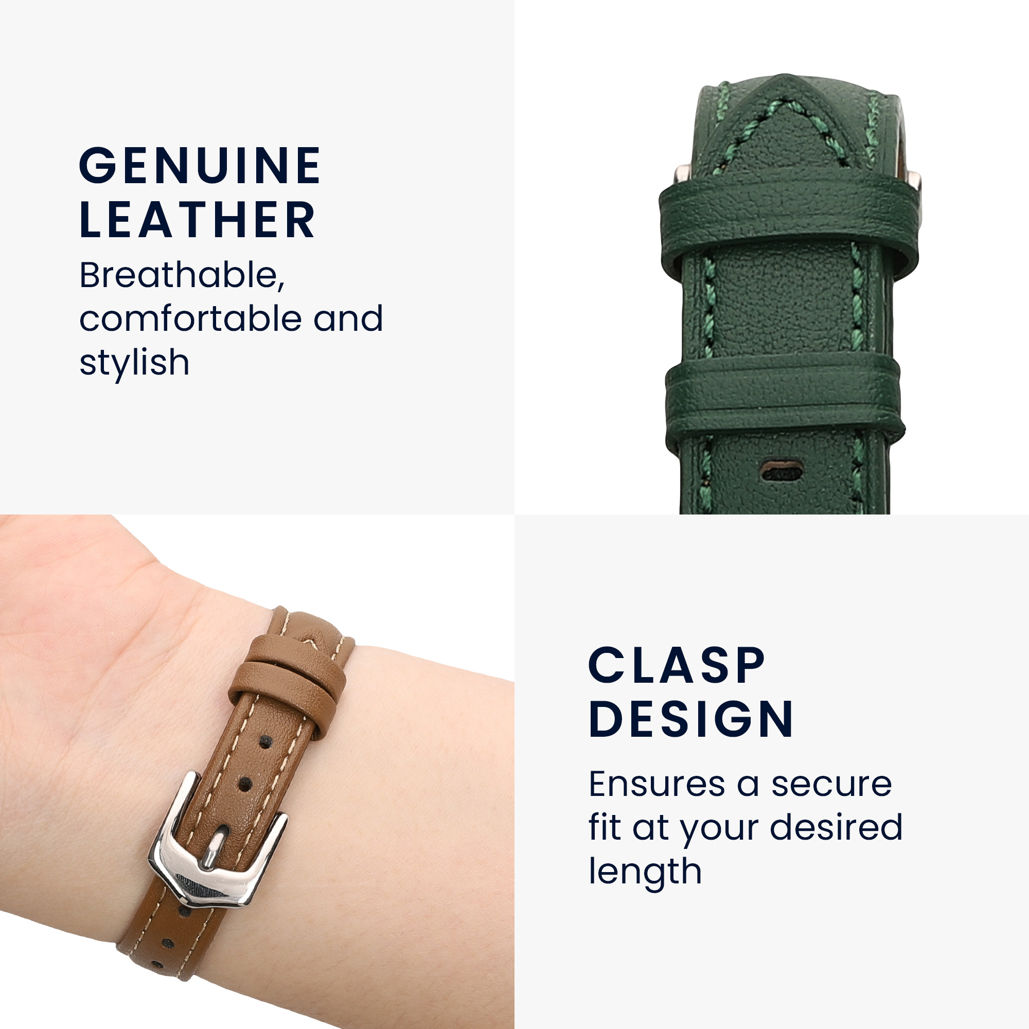 Kožený řemínek na chytré hodinky Huawei Band 10 / 9 / 8 tmavě zelené