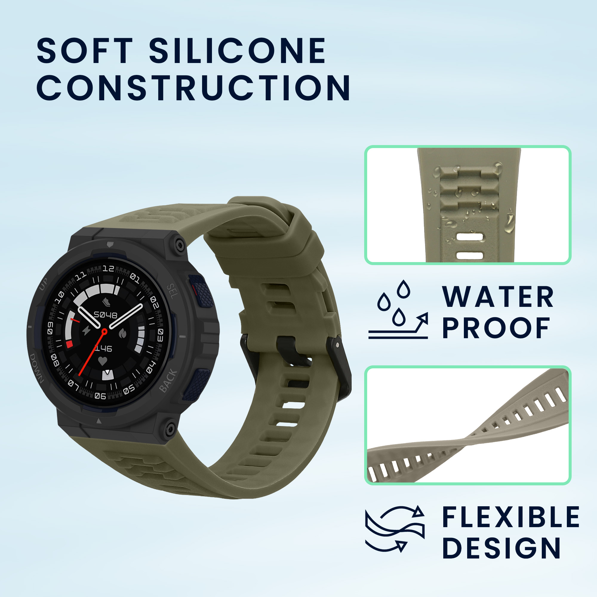 Sada 2 řemínků pro Amazfit Active Edge (A2212) kwmobile - tmavě zelená a šedá