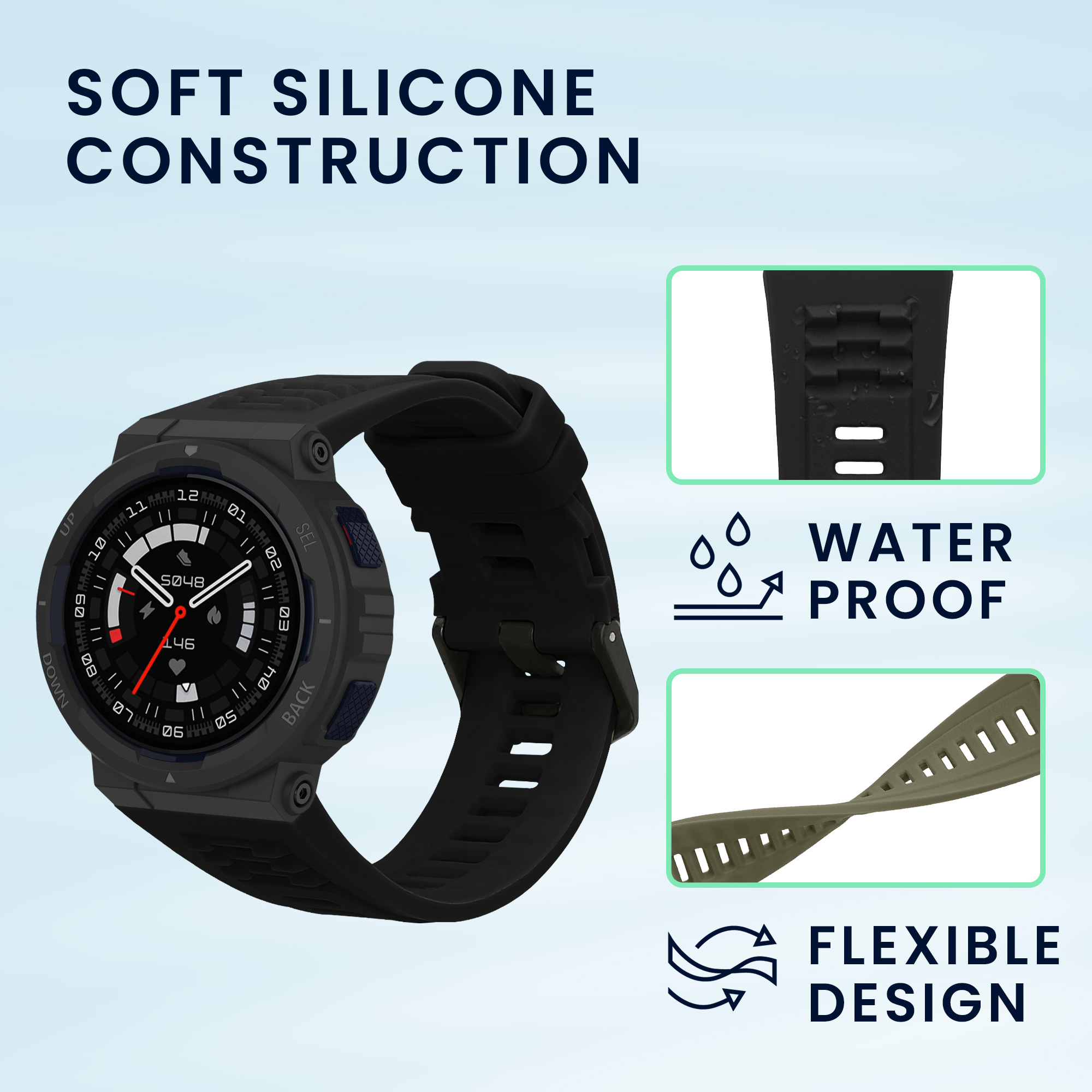 Silikonové řemínky pro Amazfit Active Edge (A2212), 2 ks kwmobile ‑ tmavě zelená / černá