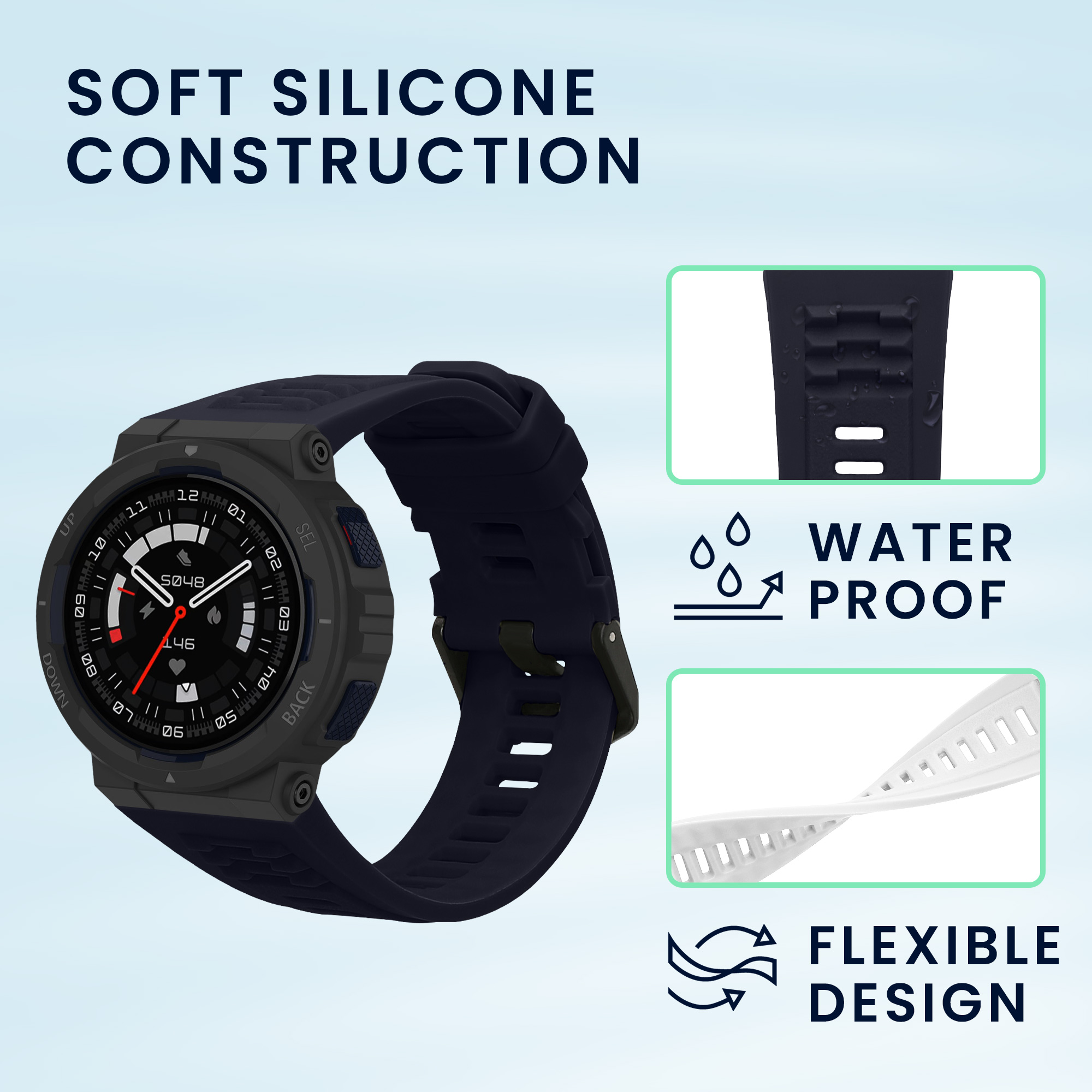 Řemínky pro Amazfit Active Edge (A2212) kwmobile silikonové - tmavě modrá / bílá