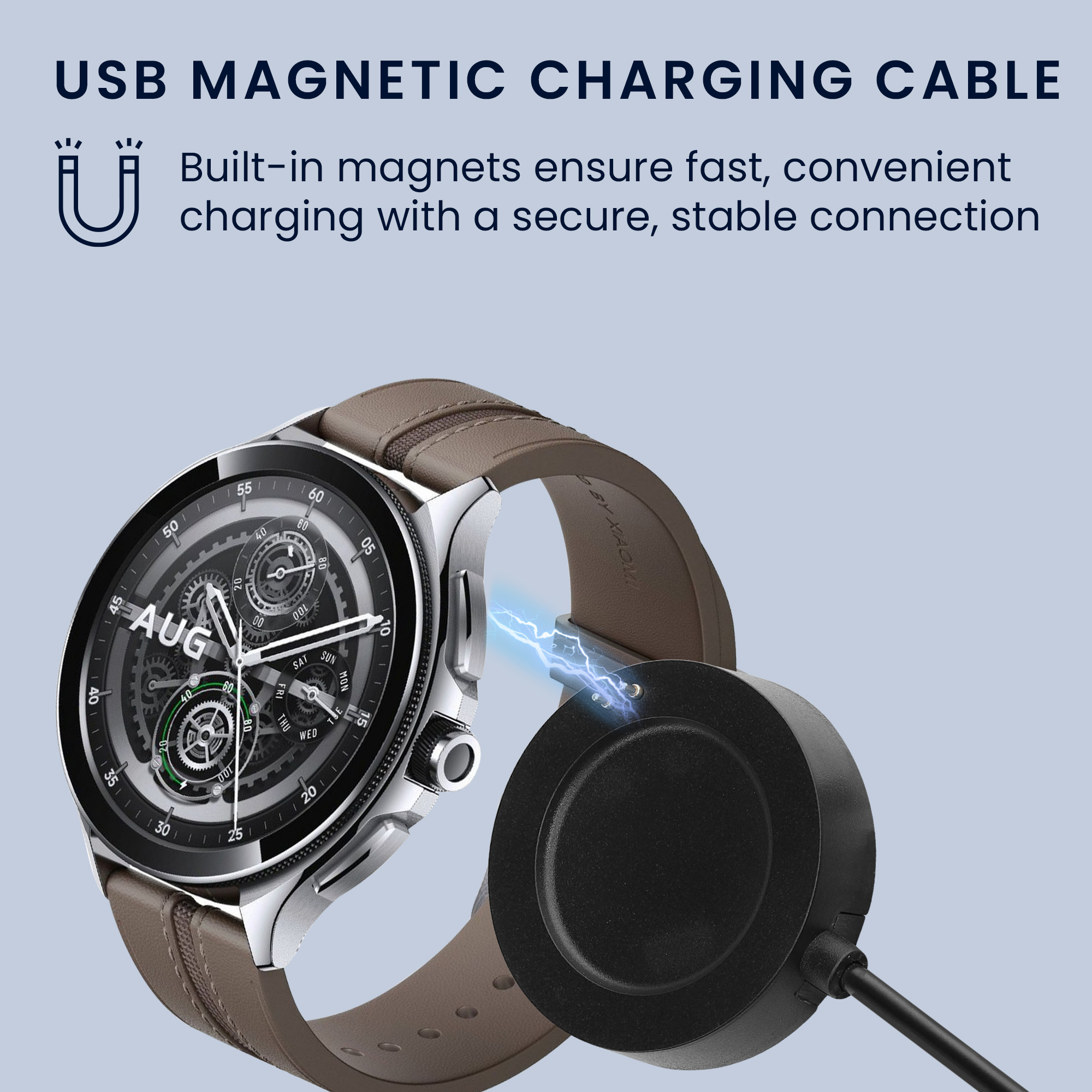 Nabíjecí kabel kwmobile pro Xiaomi Watch S3 / Watch S2 / Watch 2 Pro / Watch H1, černá