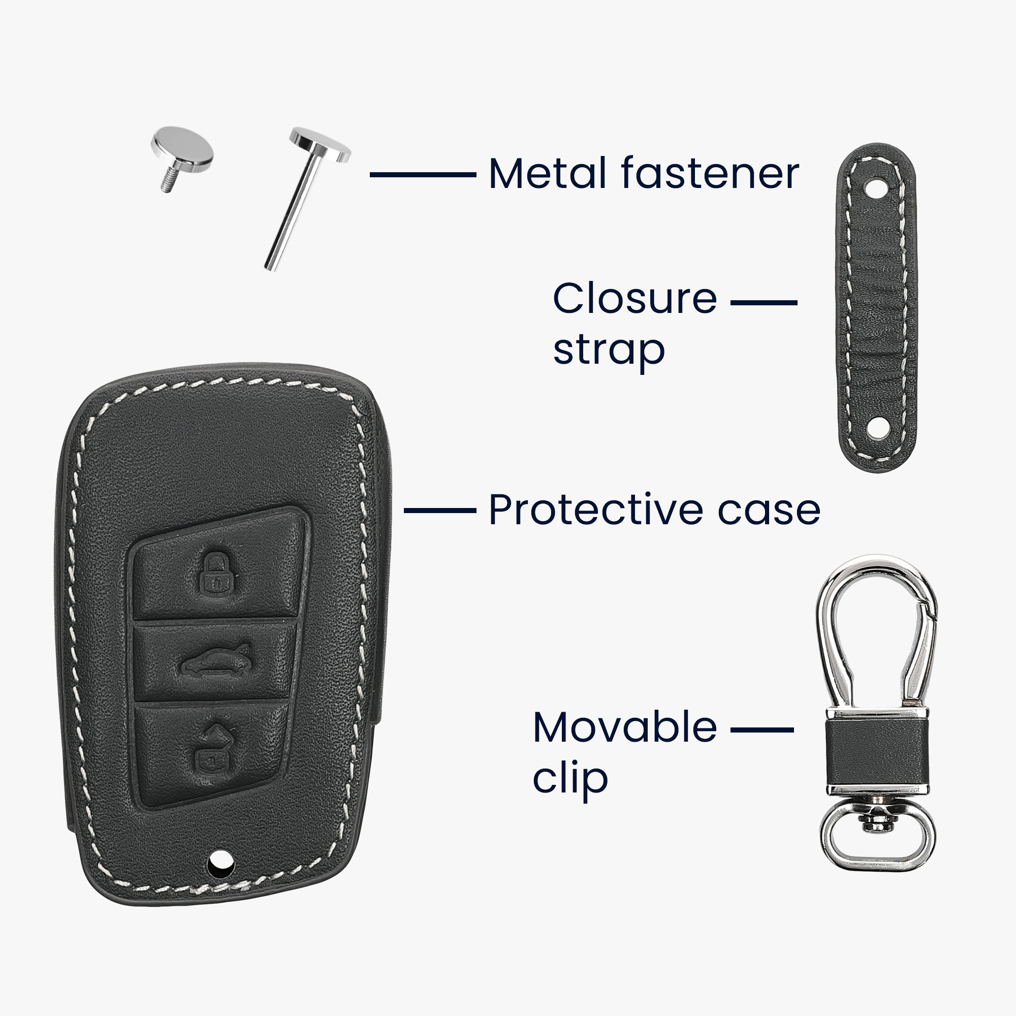 Pouzdro na klíč kwmobile pro VW 3tlačítkový klíč (pouze Keyless Go) - antracitová