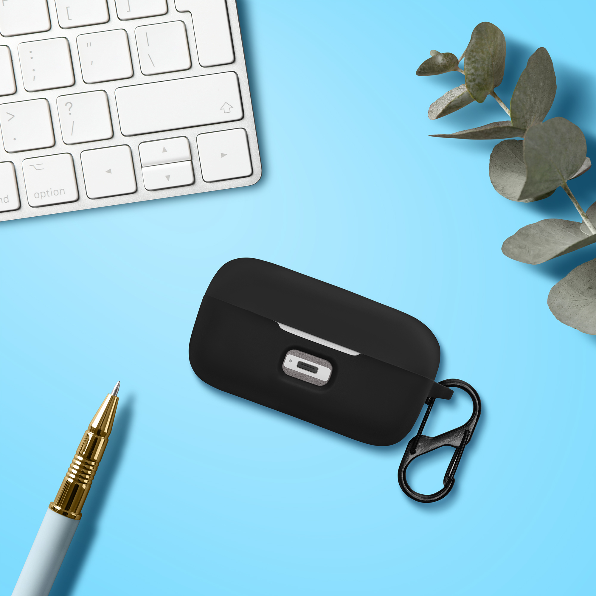 Obal pro Sennheiser MOMENTUM True Wireless 3 / true Wireless 4 kwmobile s karabinou silikonové - černá