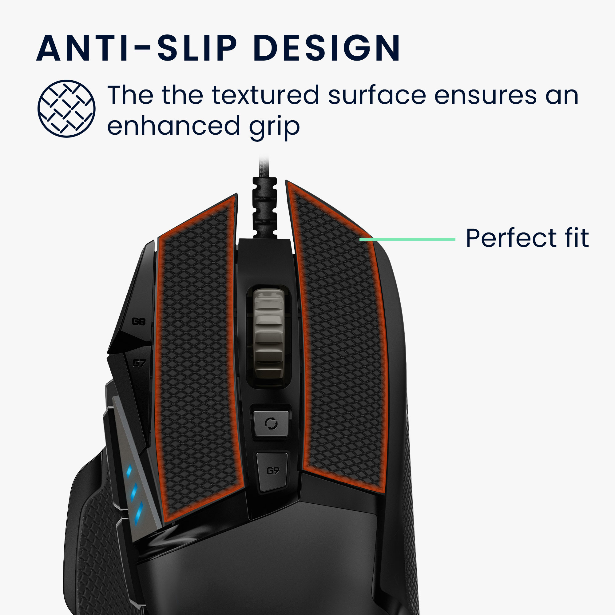 Grip tape ekokůže herní myš Logitech G502 kwmobile černá