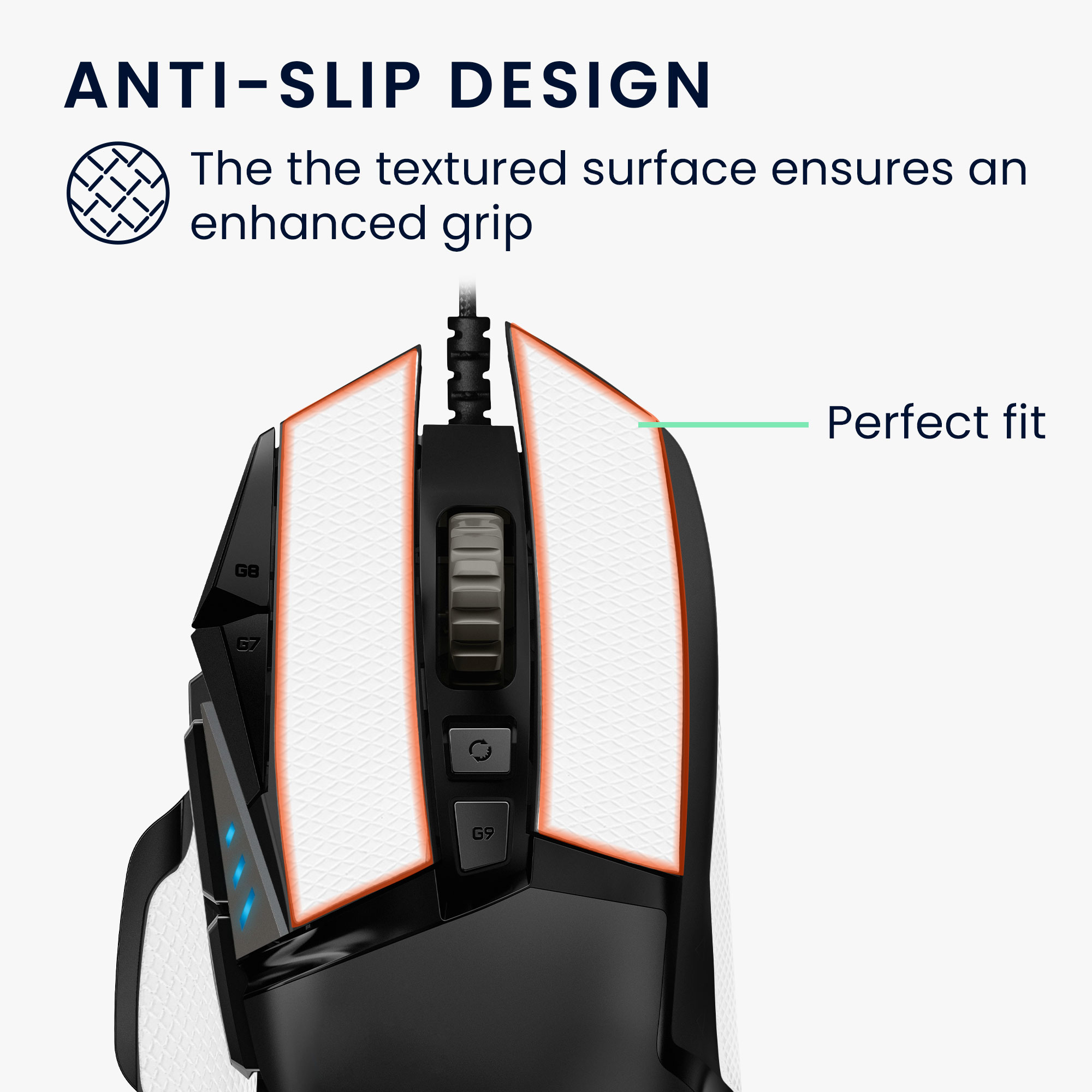 Grip tape ekokůže herní myš Logitech G502 kwmobile bílá