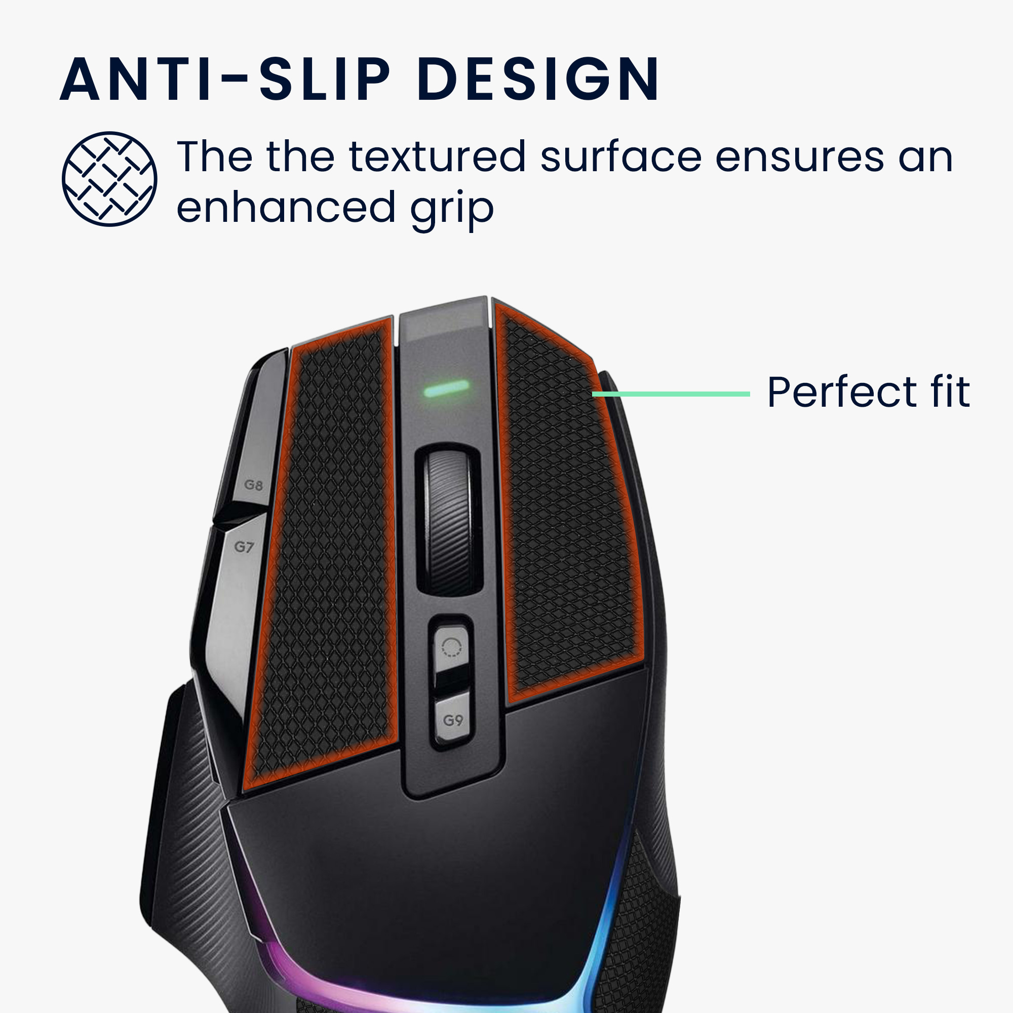 Protiskluzová páska na myš pro Logitech G502 X Plus kwmobile z eko kůže - černá