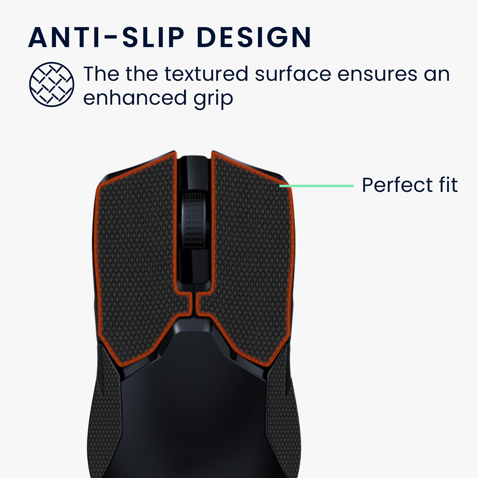 Protiskluzová páska na myš pro Razer Viper Ultimate kwmobile z eko kůže - černá