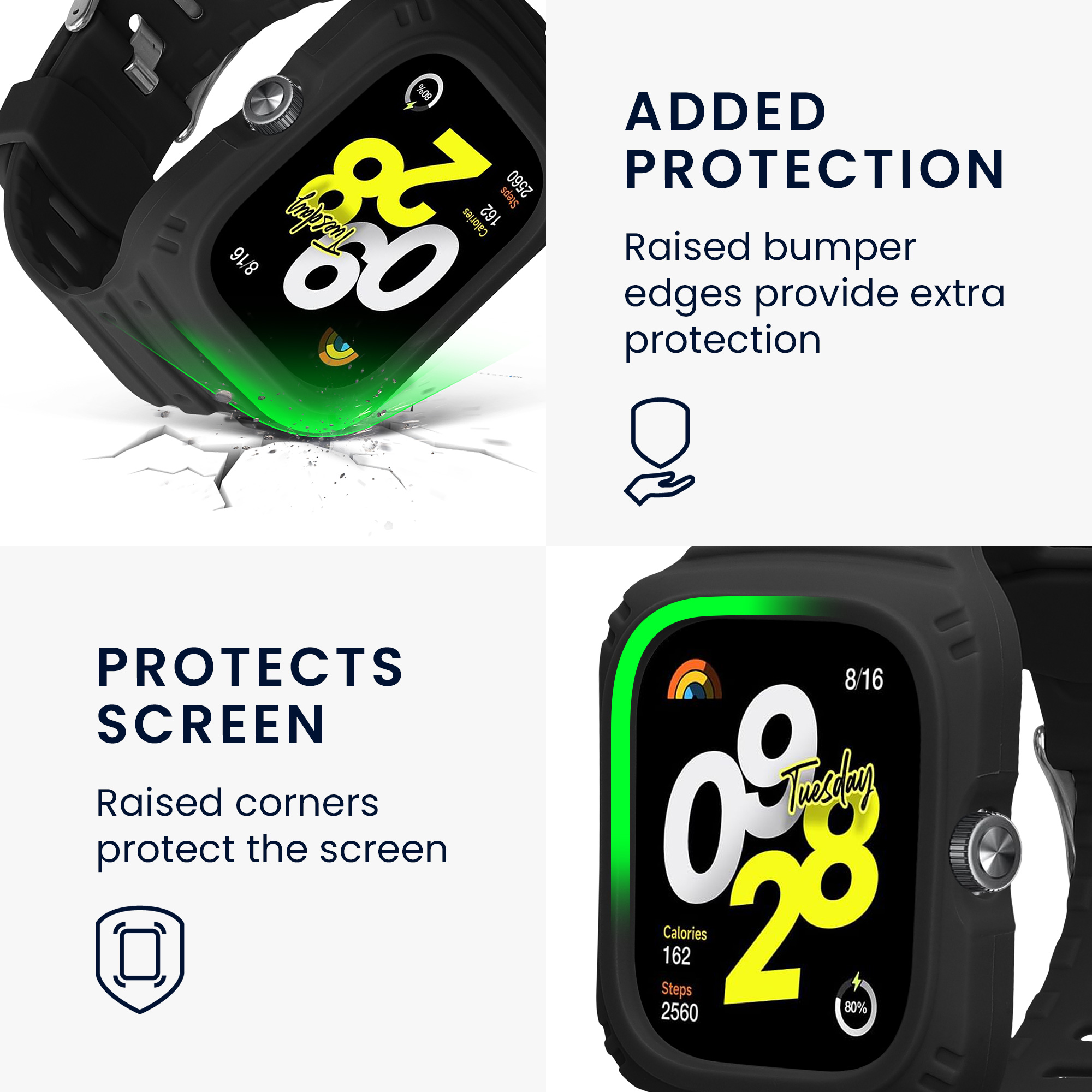 kwmobile řemínek k hodinkám Redmi Watch 4 - černá