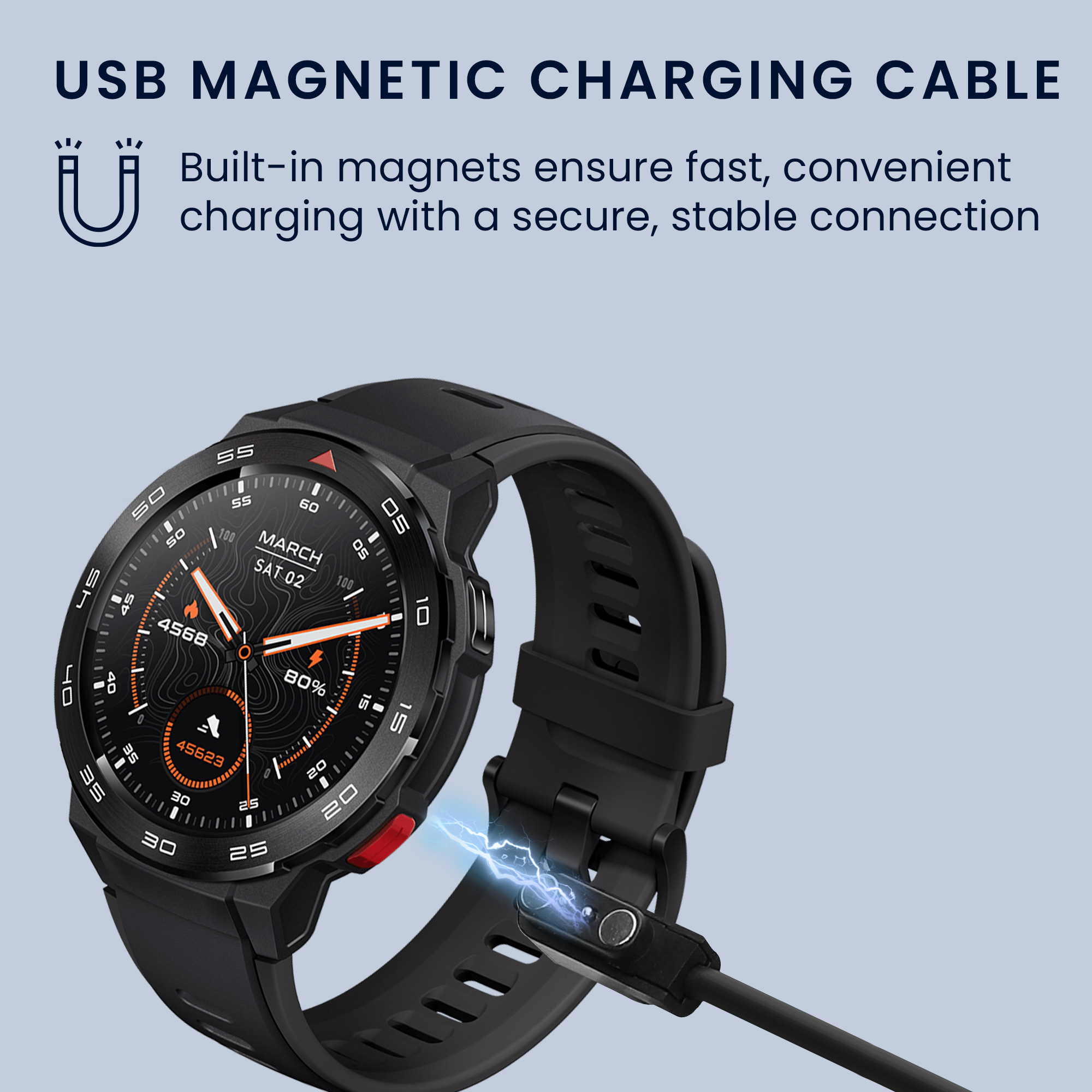 Nabíjecí kabel kwmobile pro Mibro Watch T2 / Watch A2 / Watch C3 / Watch GS Pro, černá