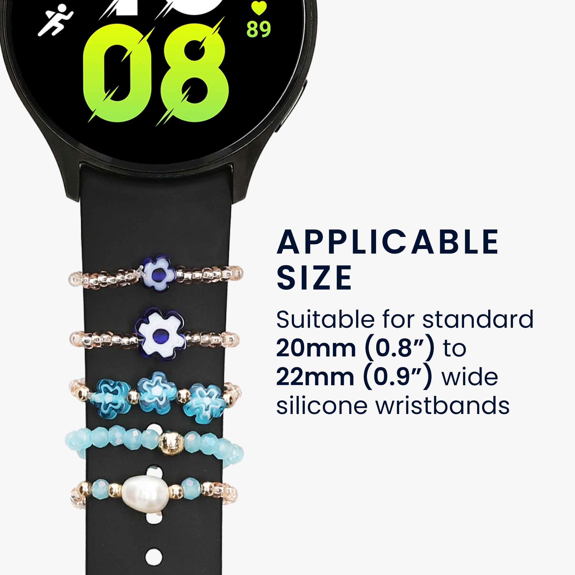Ozdoby na řemínek 20-22mm kwmobile 5ks modrý/light blue/bílý