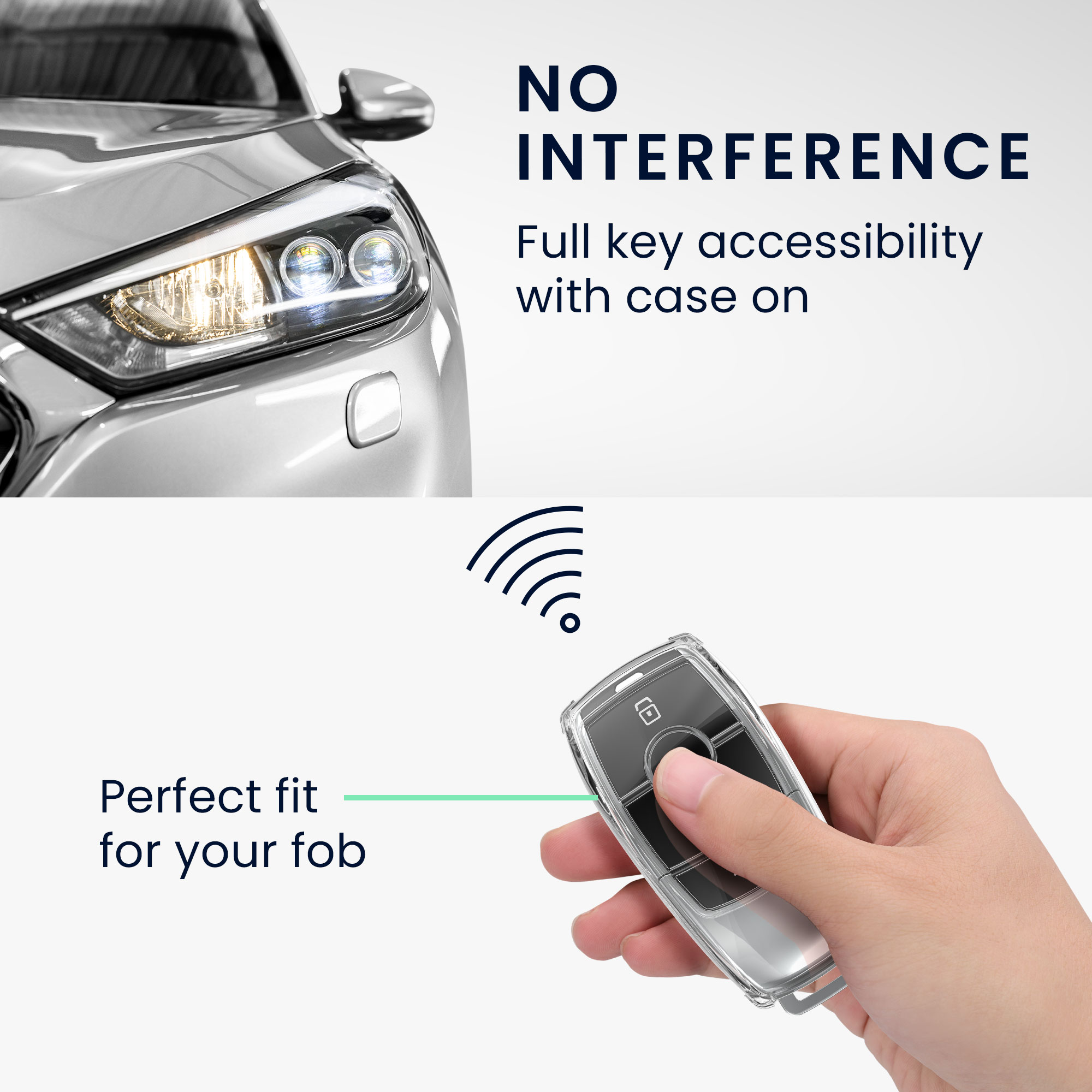 Obal na klíč pro Mercedes-Benz Smart Key (pouze Keyless), měkké protiskluzové TPU odolné proti poškrábání kwmobile ‑ čirá