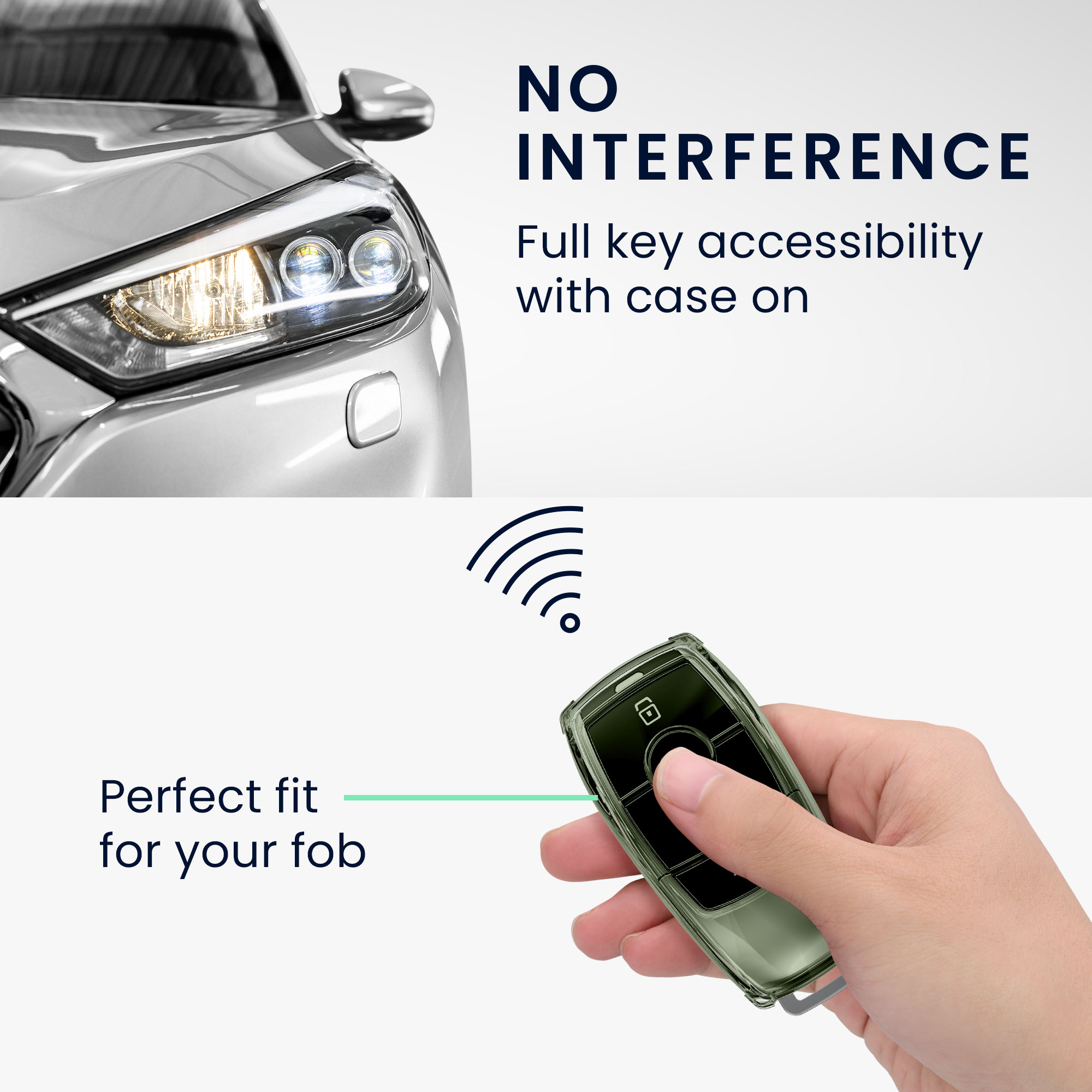 Pouzdro na klíč od auta kwmobile Mercedes-Benz Smart Key Keyless, zelená / transparentní