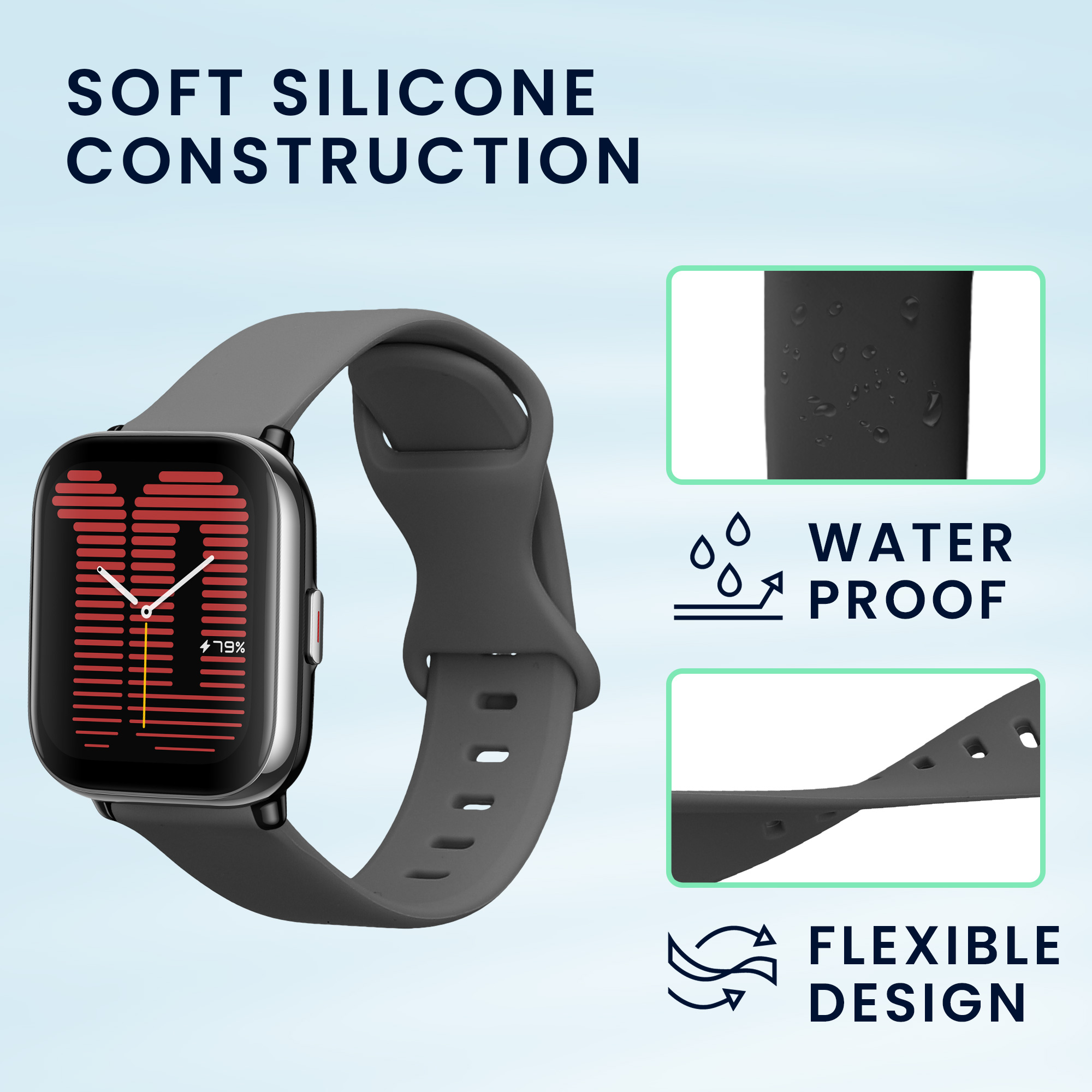 Řemínek 20mm Amazfit Active 2/2 Square/Active Edge/Bip 3/GTS... 20mm kwmobile TPU černý/šedý