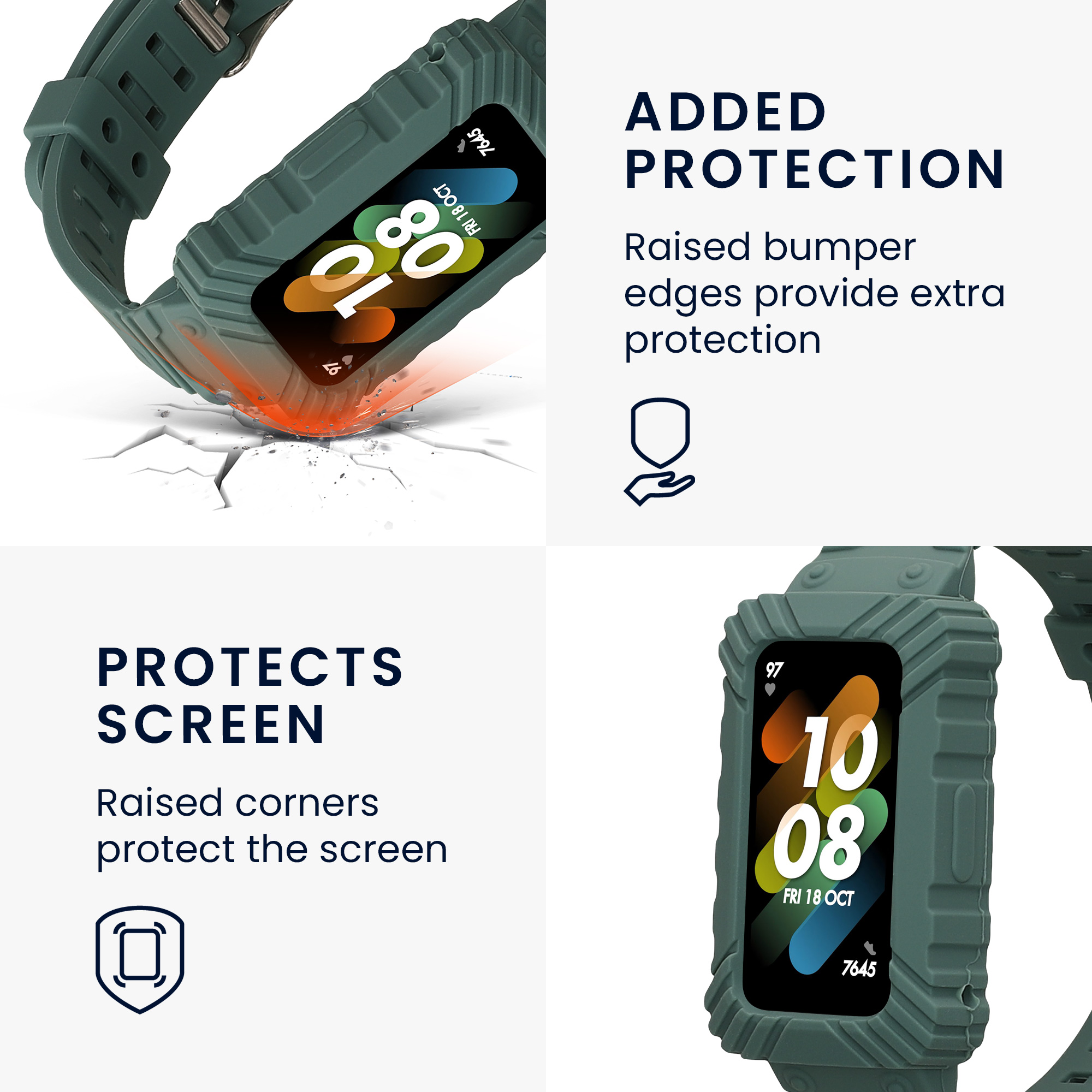 Silikonový řemínek pro Huawei Band 9 / 8 / 7 / 6 Pro a Honor Band 7 / 6 kwmobile ‑ zelená