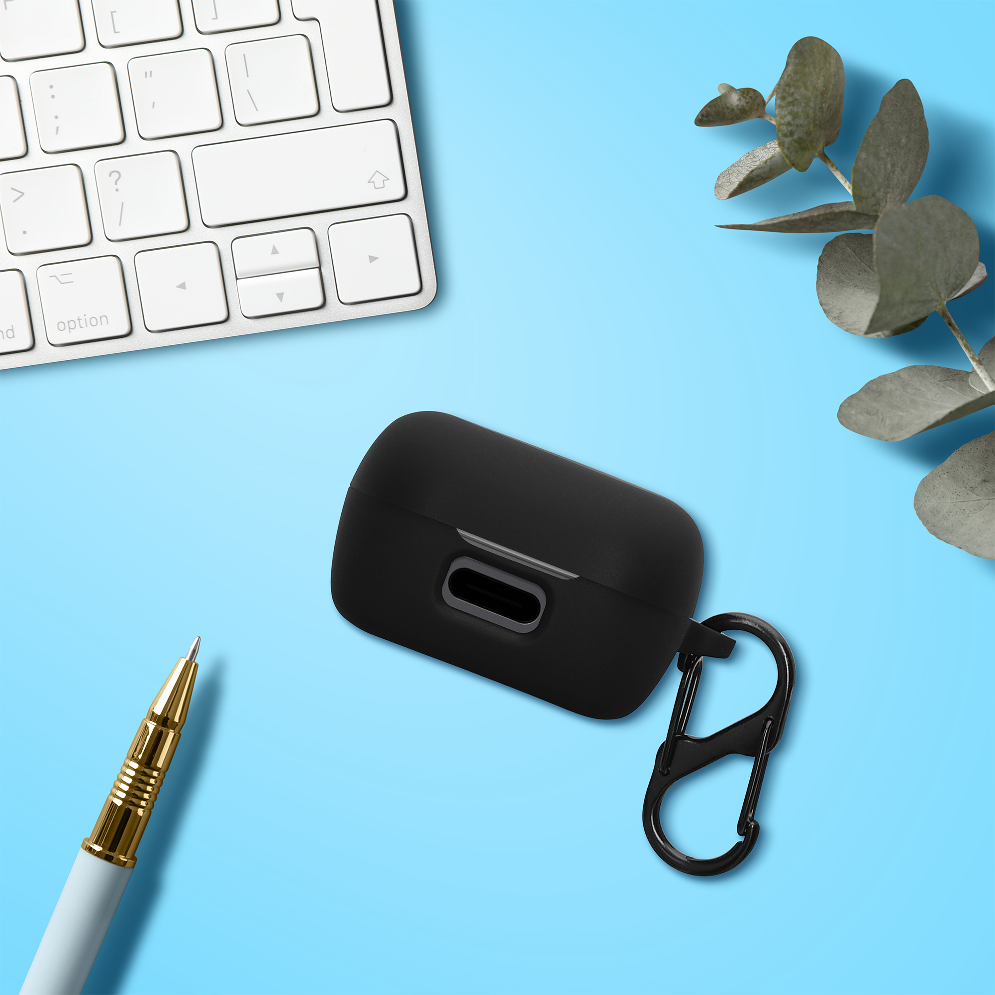 Silikonový kryt pouzdra Sennheiser ACCENTUM True Wireless kwmobile s karabinou černá