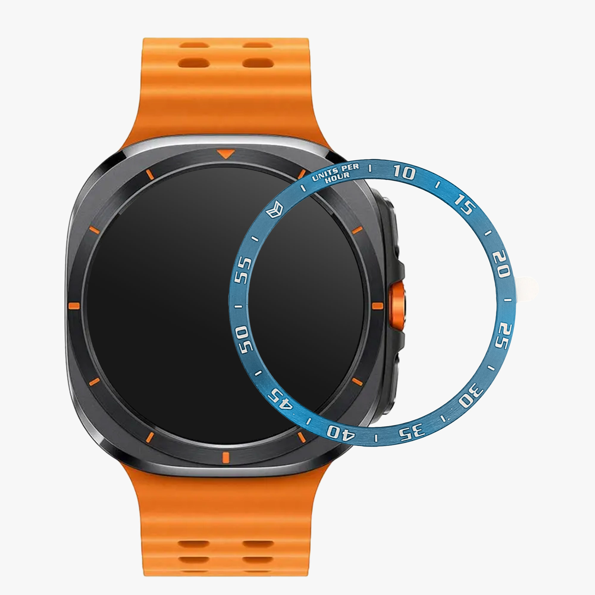 Ochranný rámeček pro Samsung Galaxy Watch Ultra 47mm kwmobile hliníkové - modrá / bílá