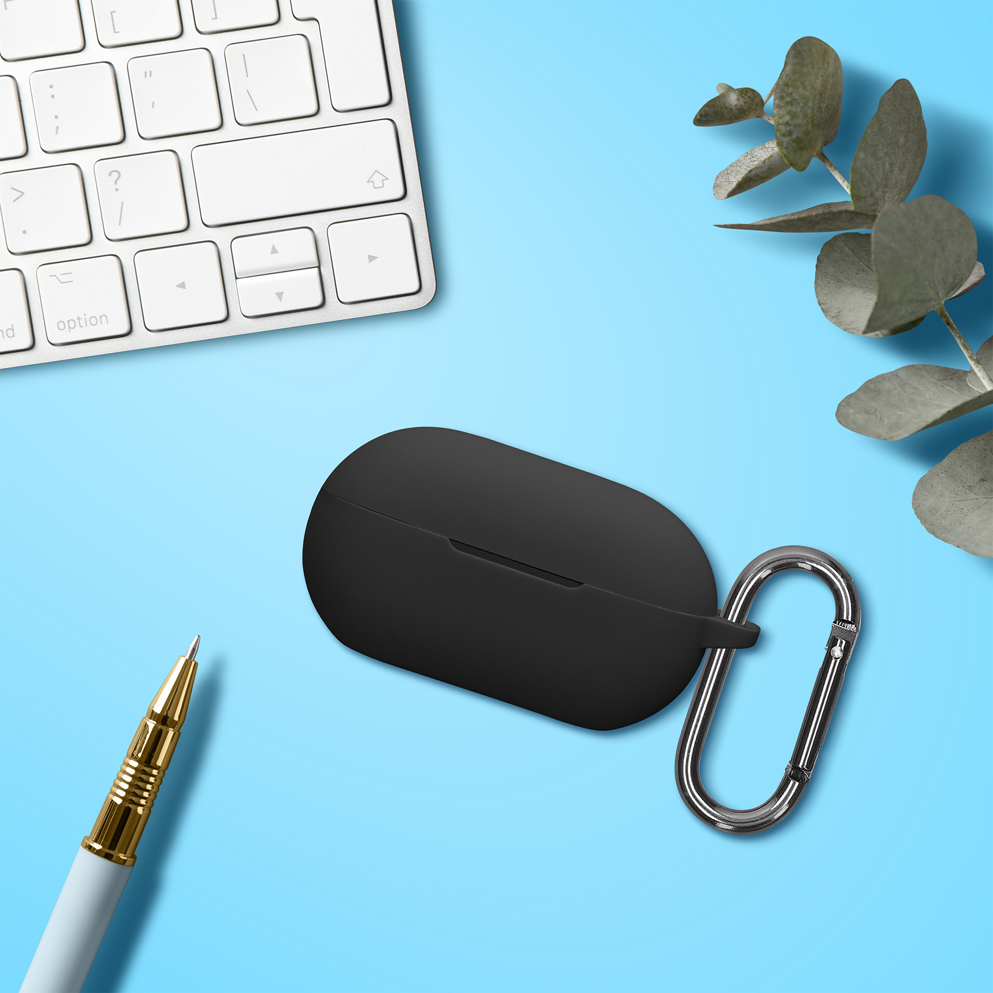 Obal pro Beats Solo Buds kwmobile s karabinou silikonové - černá