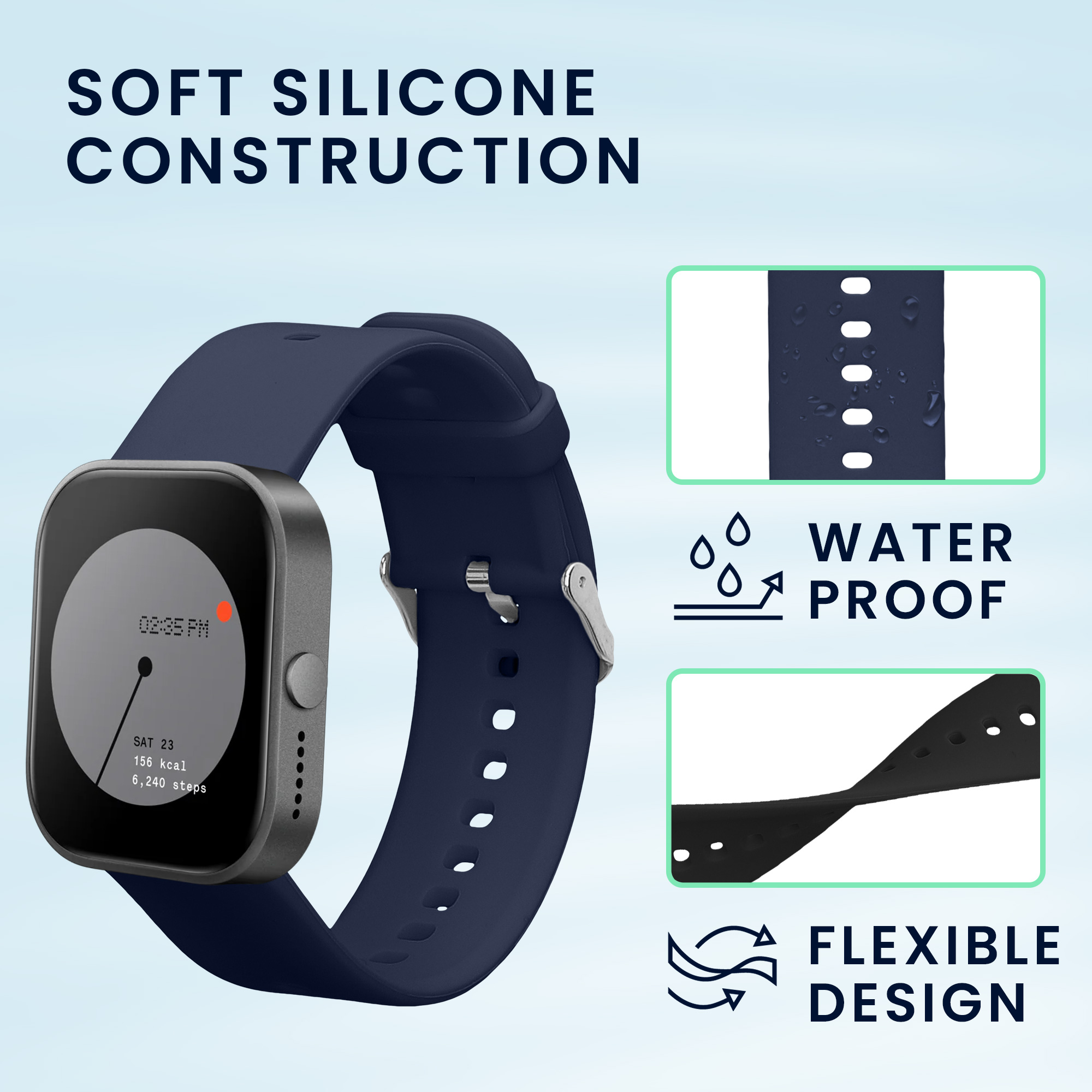 Řemínek na hodinky kwmobile silikonový pro CMF Watch Pro 2 / Watch Pro 1, černá / tmavě modrá, 2 ks