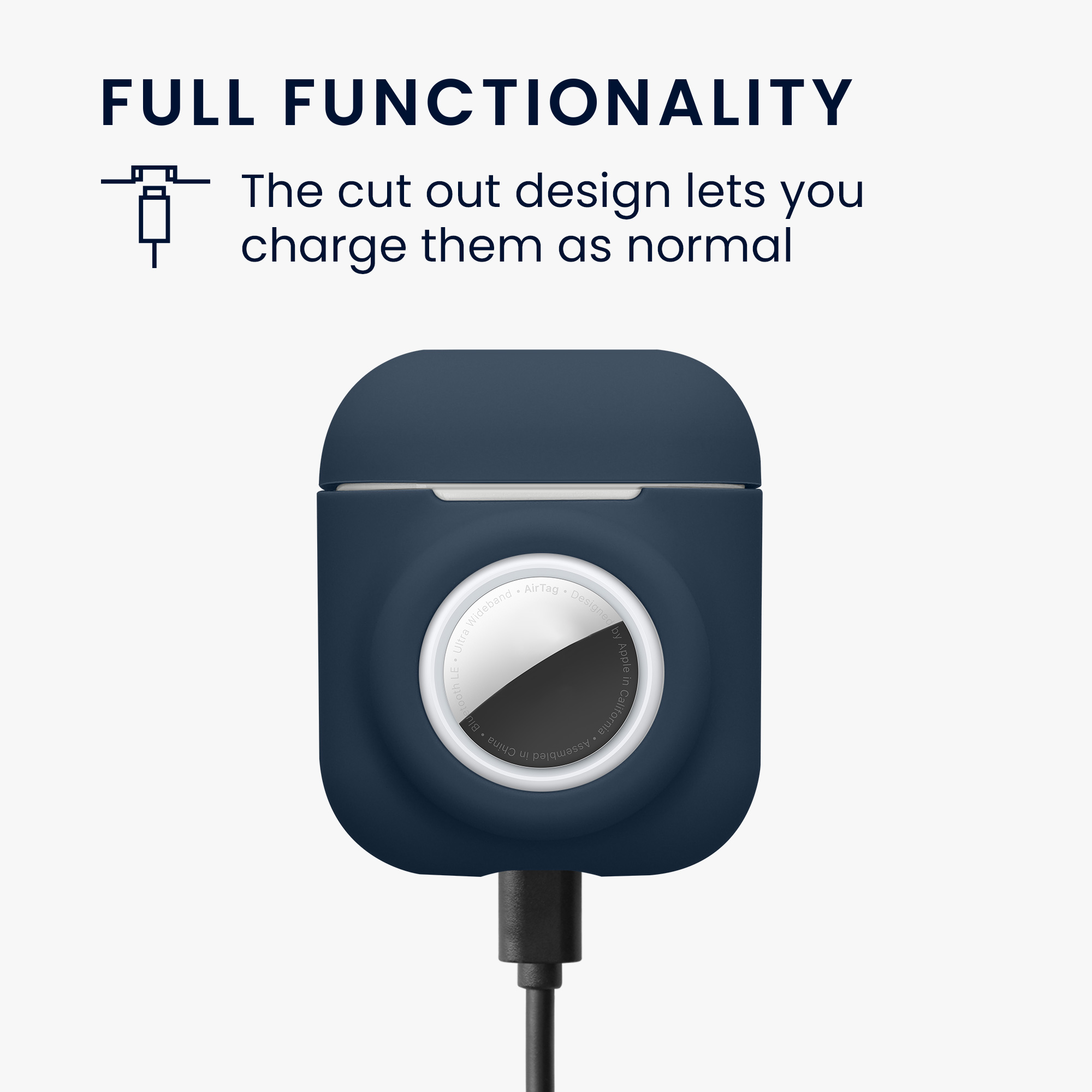 Obal pro Apple Airpods 1 & 2 kwmobile s karabinou silikonové - tmavě modrá