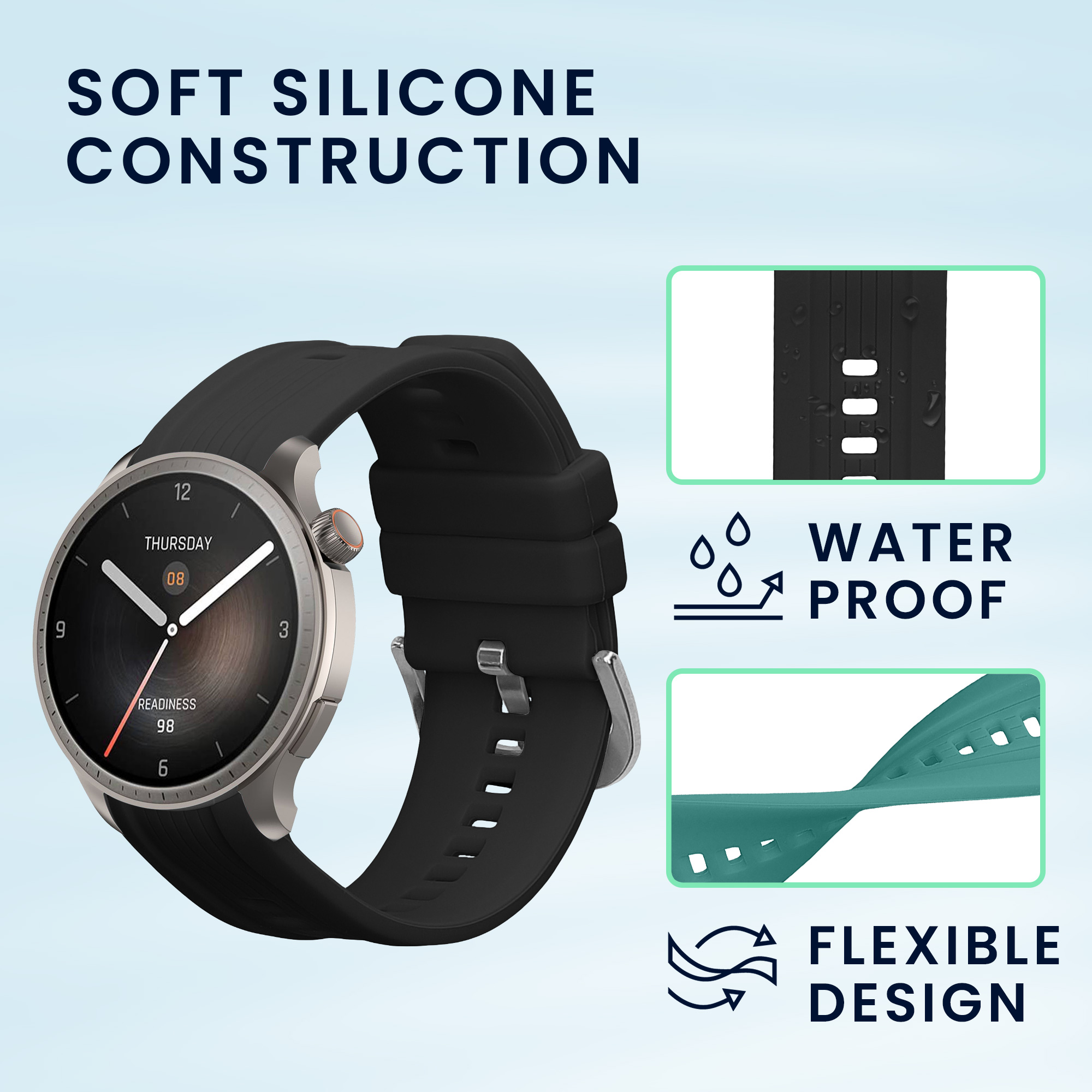 Řemínky pro Huami Amazfit Balance A2286 kwmobile silikonové - černá / zelená