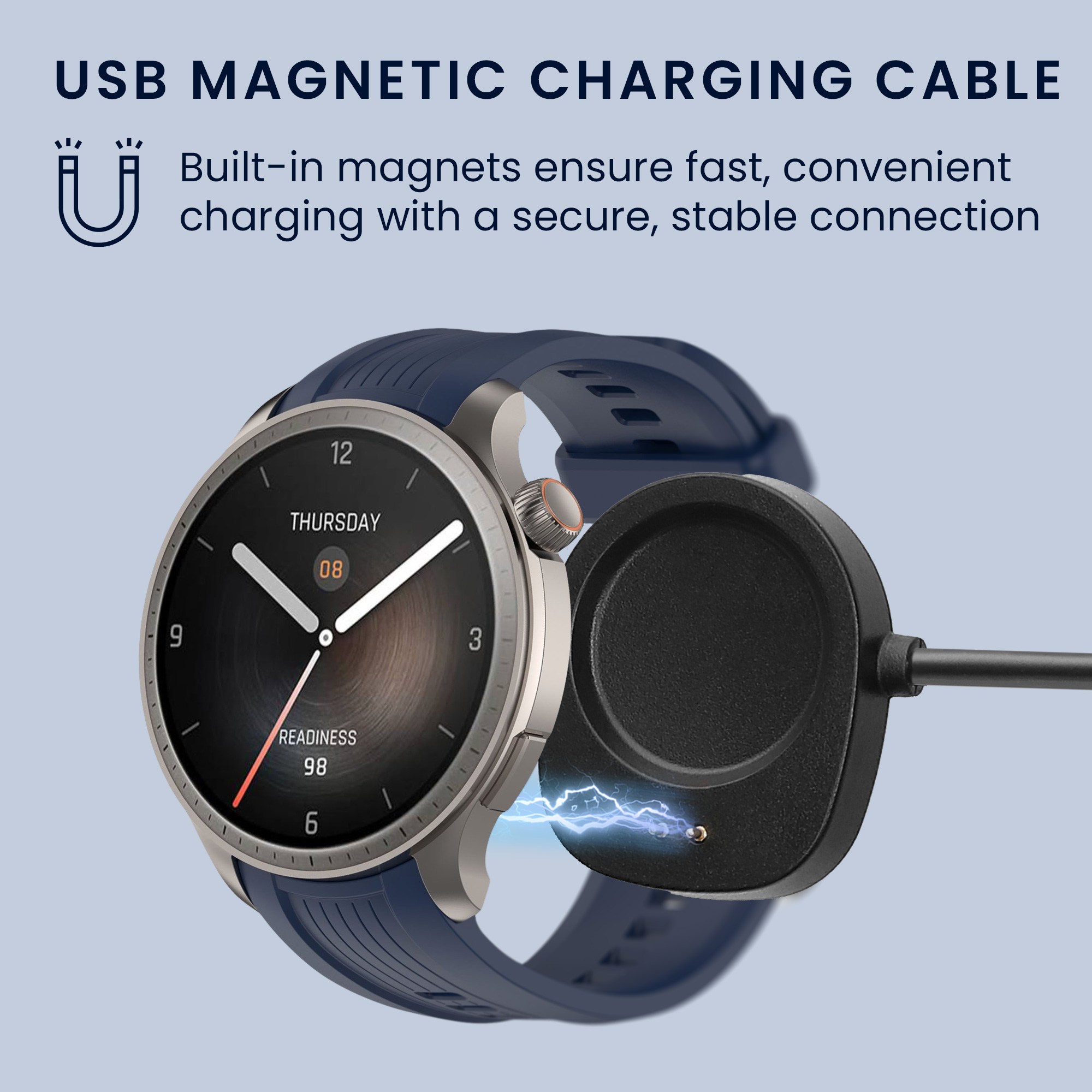 Nabíjecí kabel pro chytré hodinky pro Huami Amazfit Balance A2286 / Balance 2 A2429 / T-Rex 3 / Helio kwmobile - černá