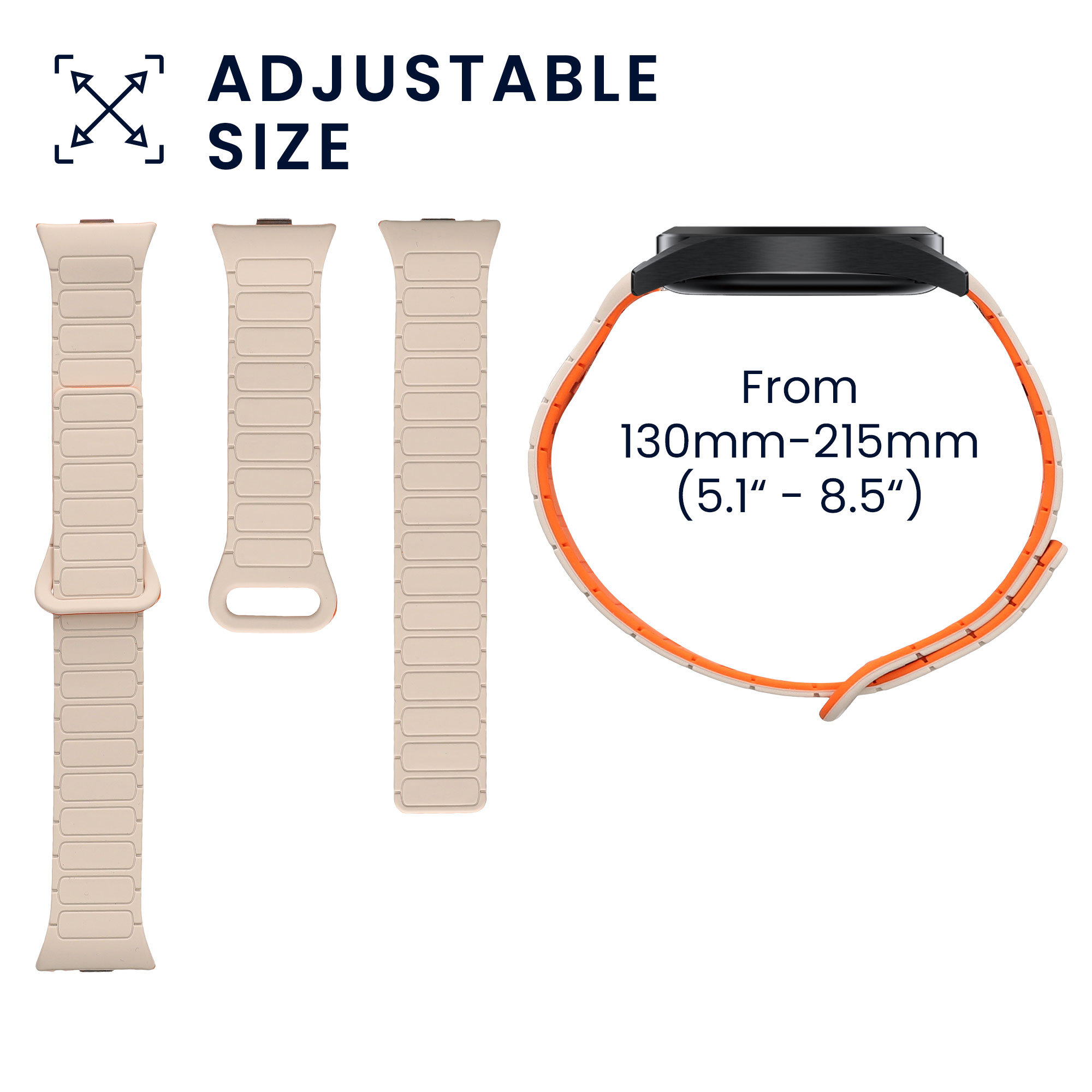 Řemínek pro Xiaomi Smart Band 8 Pro / Band 9 Pro / Redmi Watch 5 / Redmi Watch 4 kwmobile silikonové - bílá / oranžová