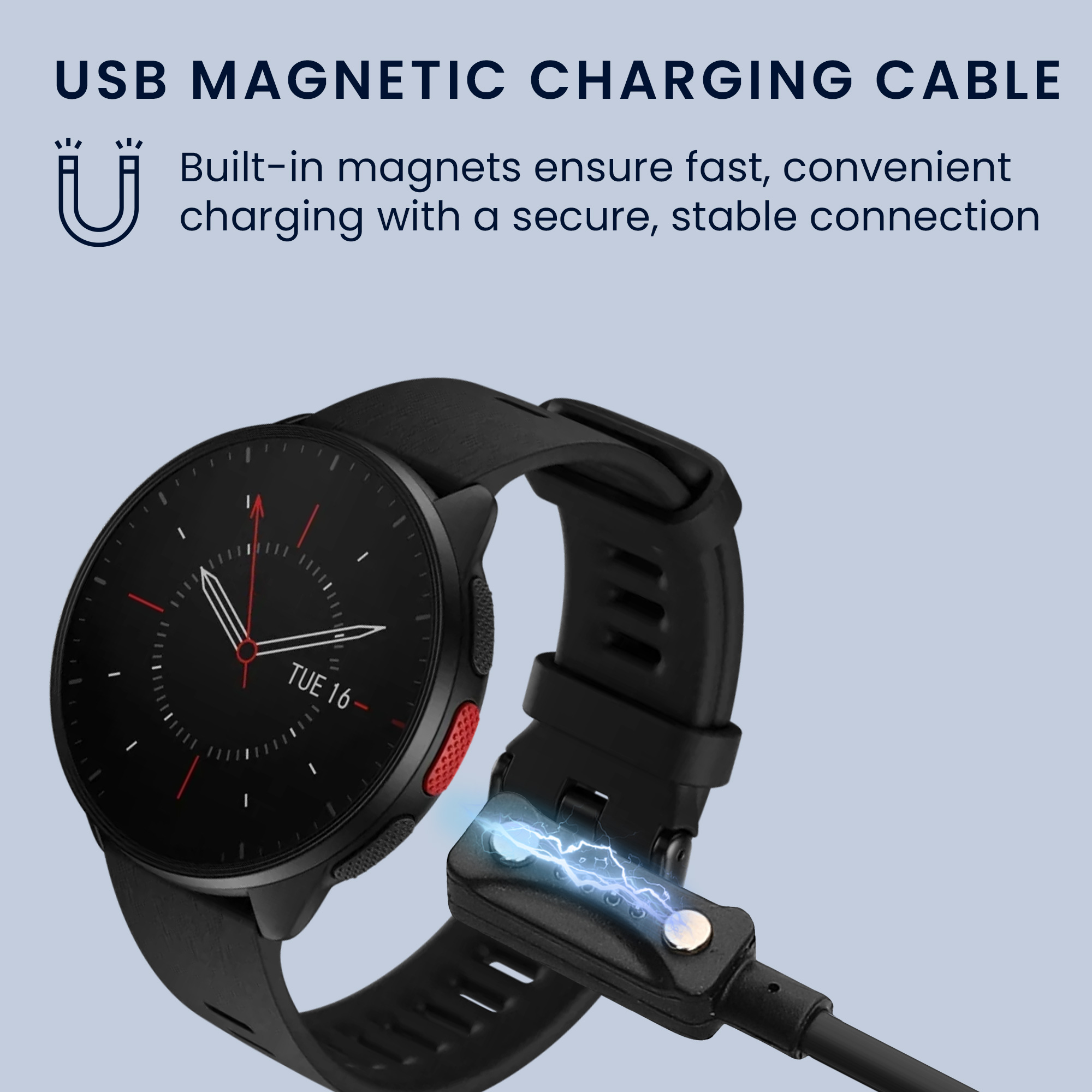USB-C nabíjecí kabel pro Polar Pacer / Pacer Pro kwmobile ‑ černá