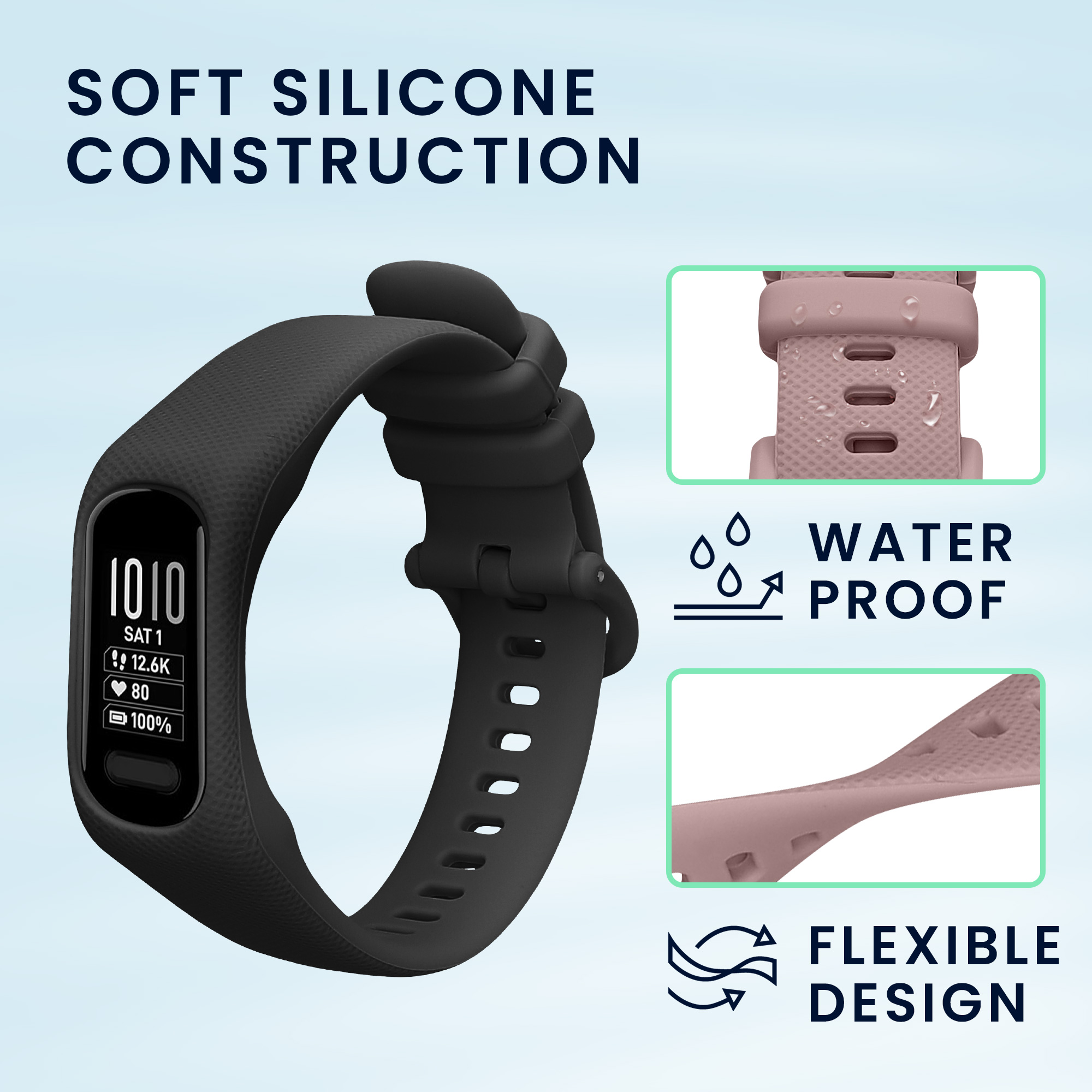 Řemínky pro Garmin vivosmart 5 / Smart 5 kwmobile silikonové - tmavě modrá / levandulová