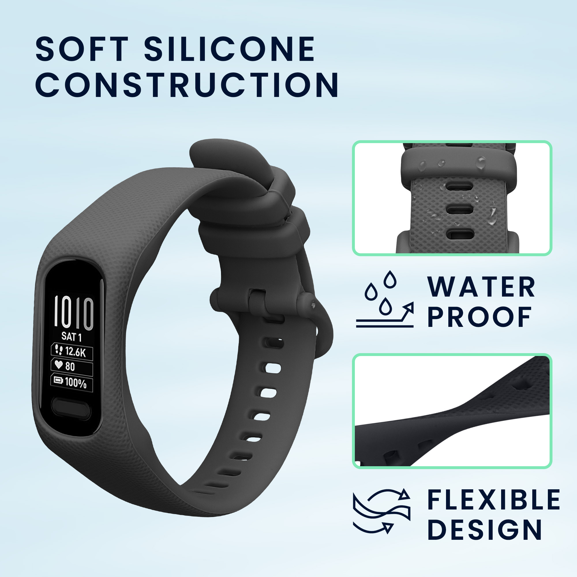 Řemínky pro Garmin vivosmart 5 / Smart 5 kwmobile silikonové - tmavě modrá / tmavě šedá