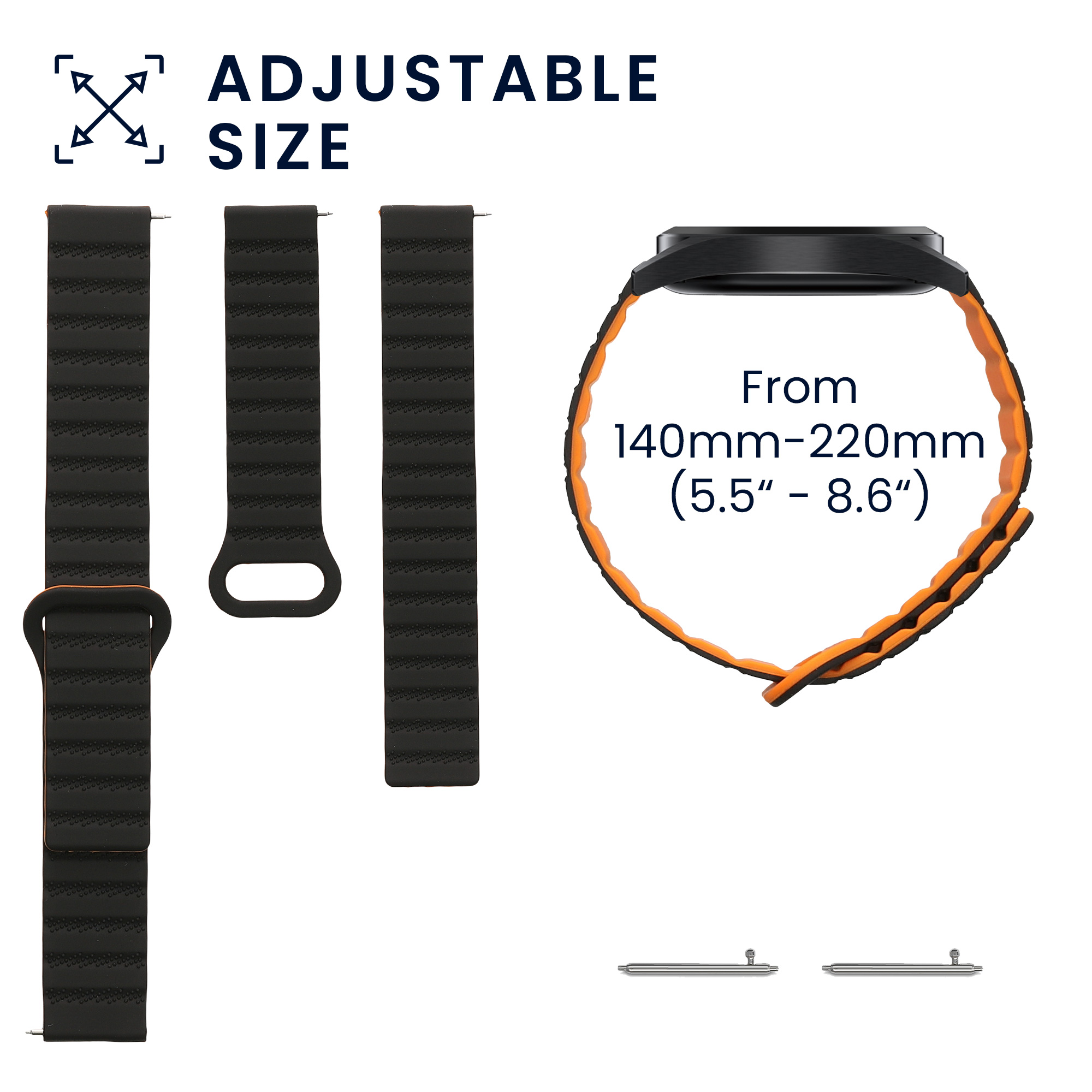 Řemínek na hodinky Galaxy Watch 4 / 5 / 6 Galaxy Watch 7 / FE kwmobile černý/oranžový