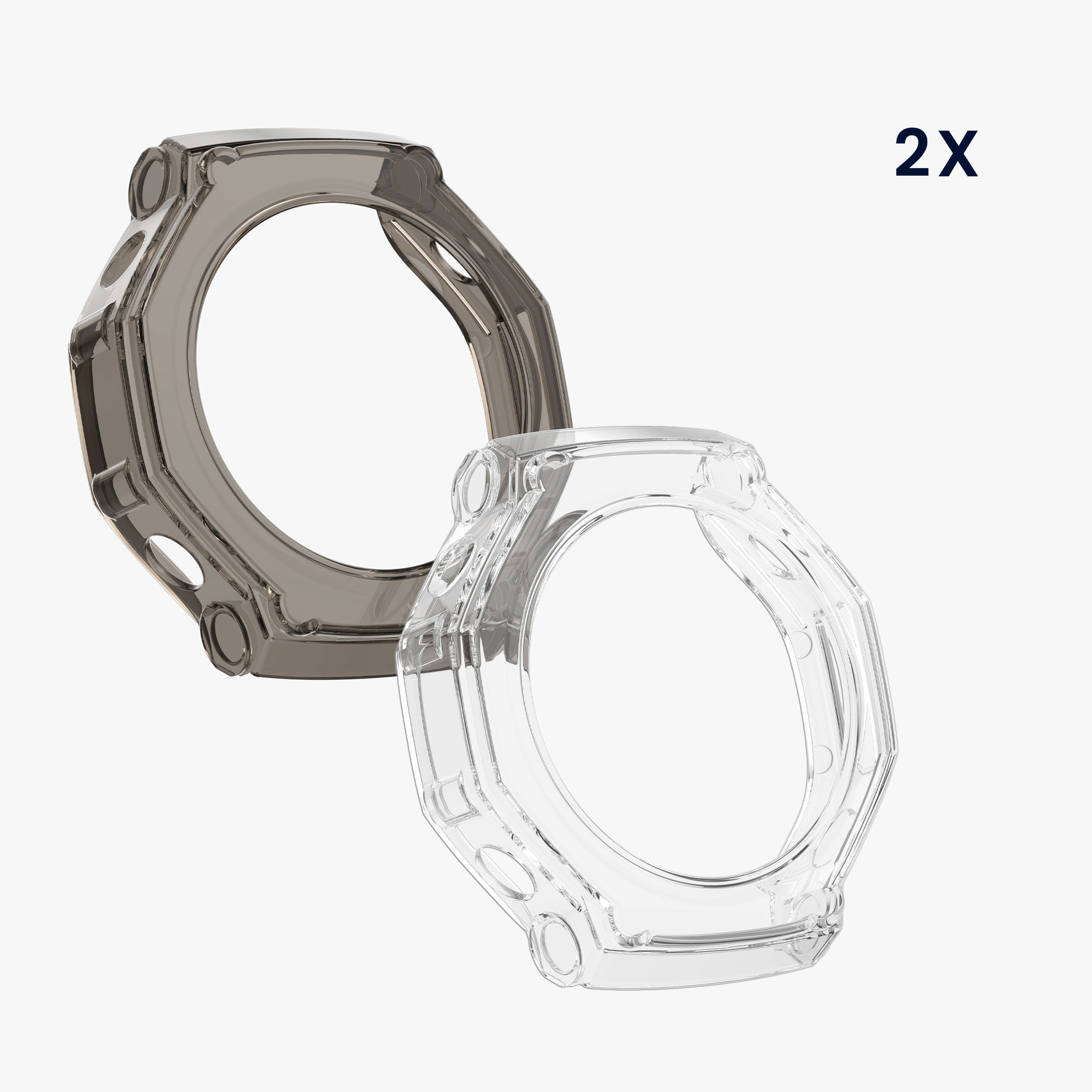 Ochranné rámečky pro Huami Amazfit T-Rex 3 kwmobile sada 2 ks - transparentní / černá