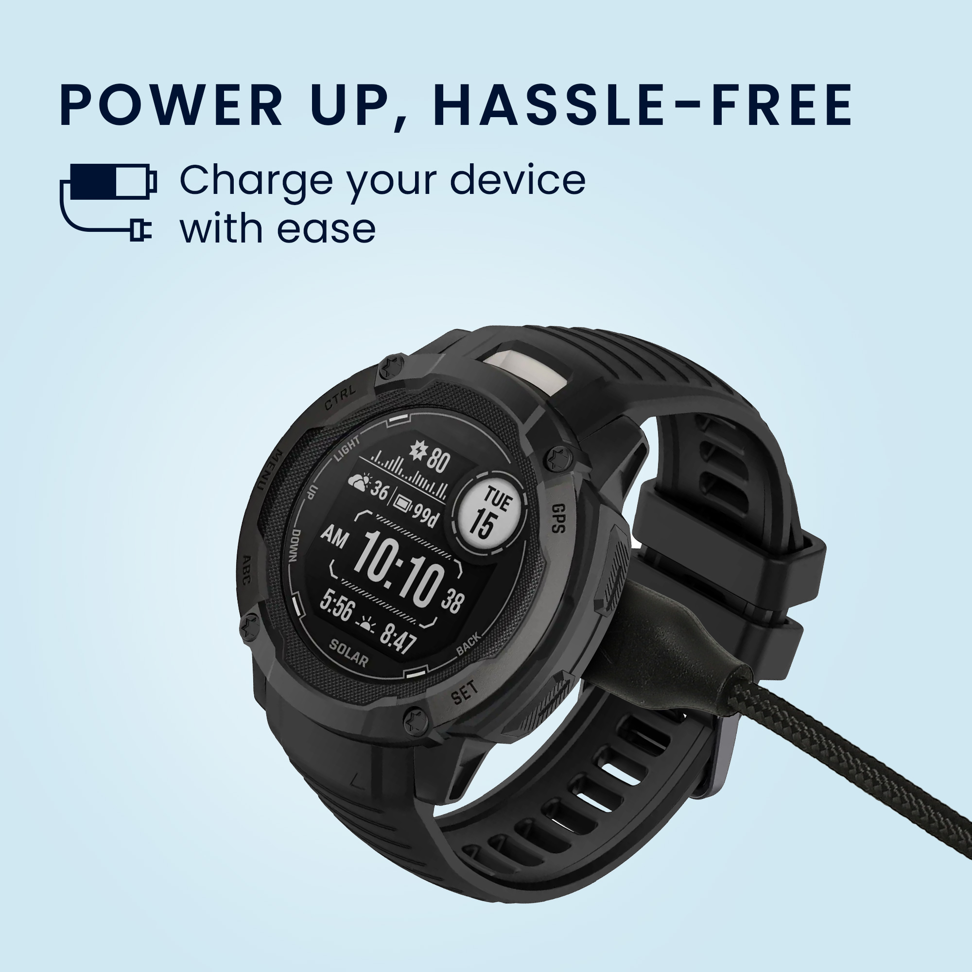 Nabíječka pro chytré hodinky kwmobile pro Garmin Smartwatch Instinct / Fenix /… - černá