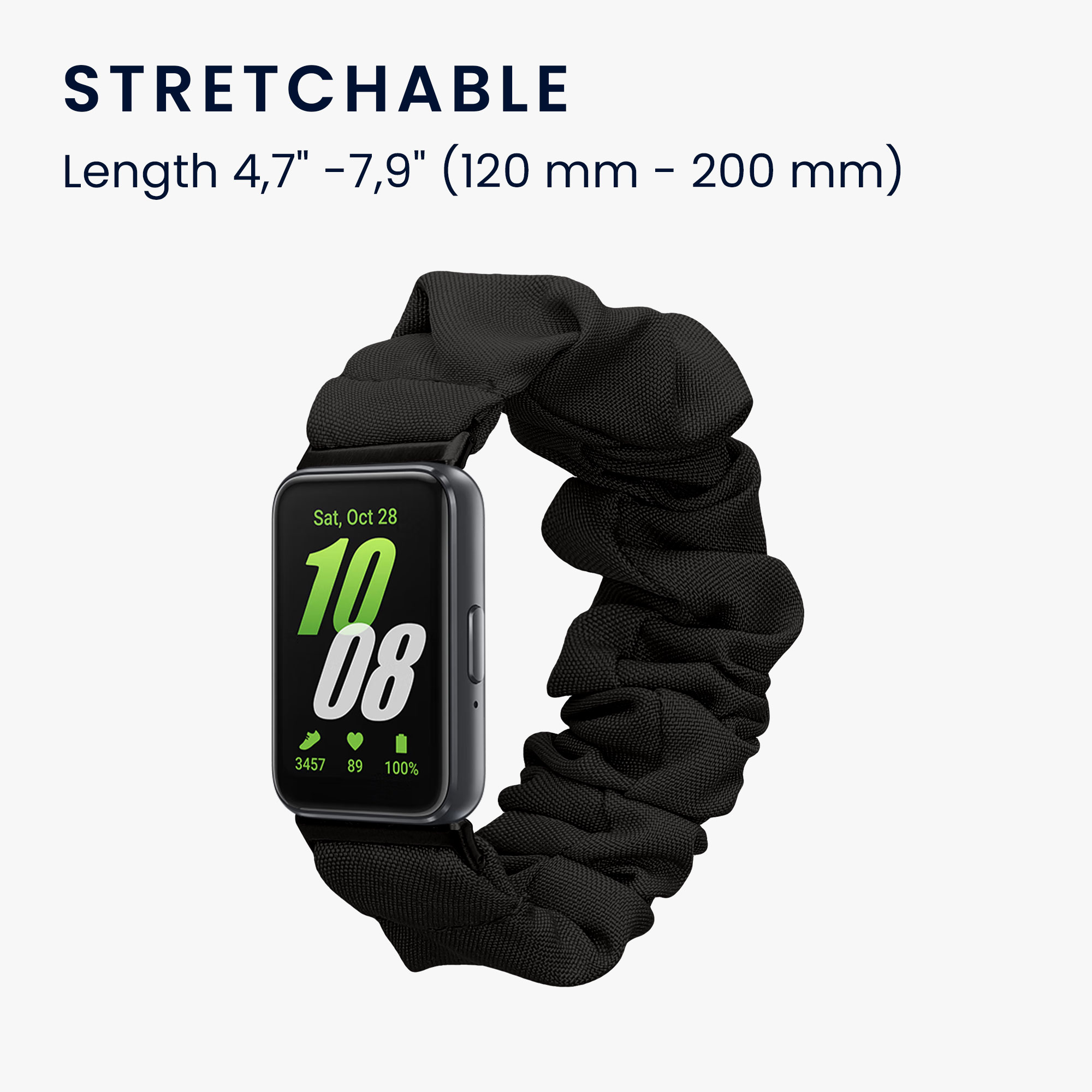 Řemínek na hodinky pro Samsung Galaxy Fit 3 kwmobile - černá látkový řemínek na hodinky (scrunchie)