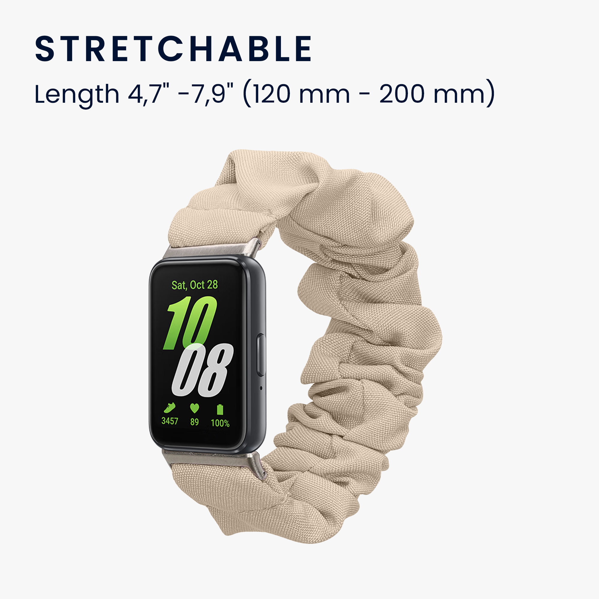 Řemínek na hodinky pro Samsung Galaxy Fit 3 kwmobile - krémová látkový řemínek na hodinky (scrunchie)
