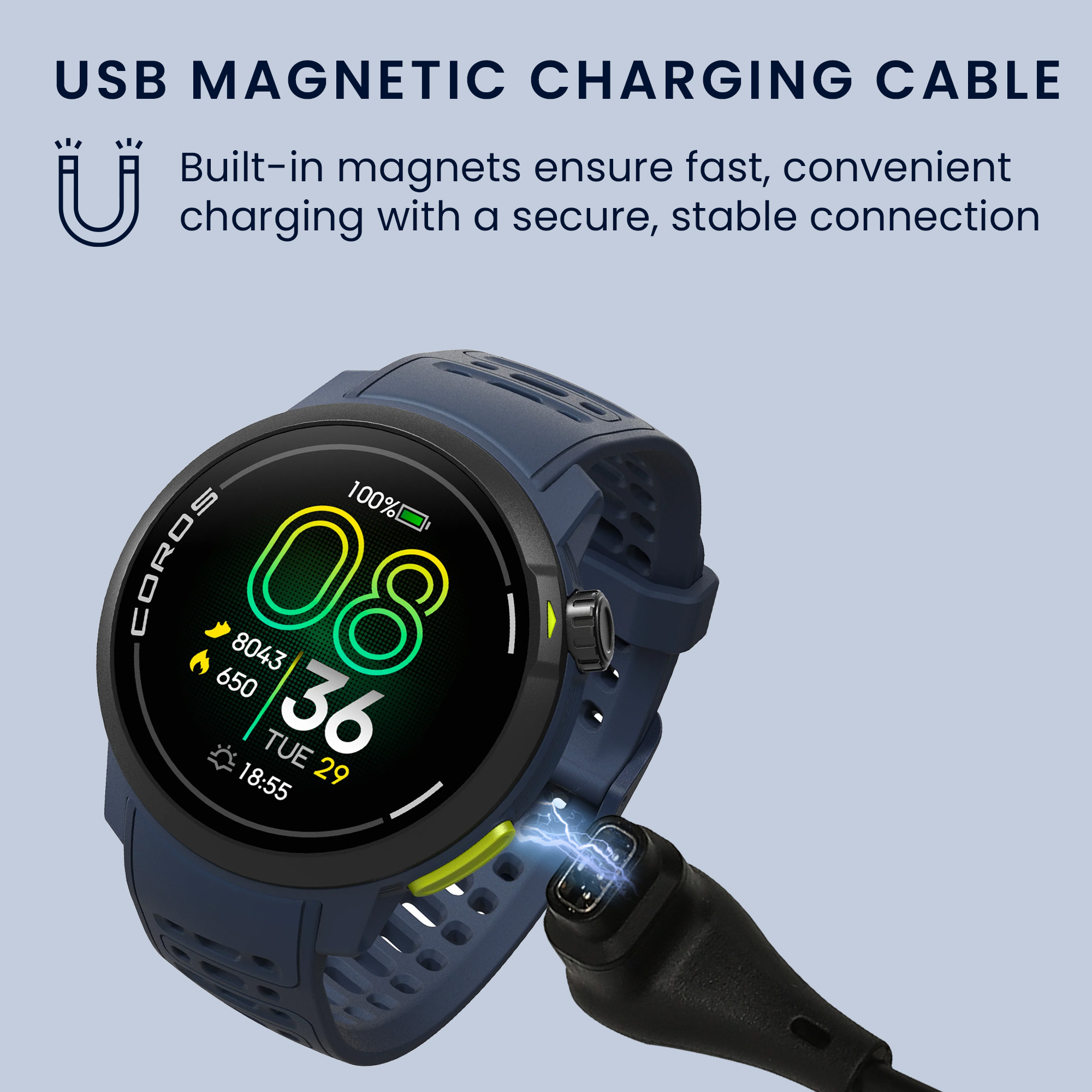 Nabíjecí kabel k chytrým hodinkám COROS PACE Pro kwmobile - černá