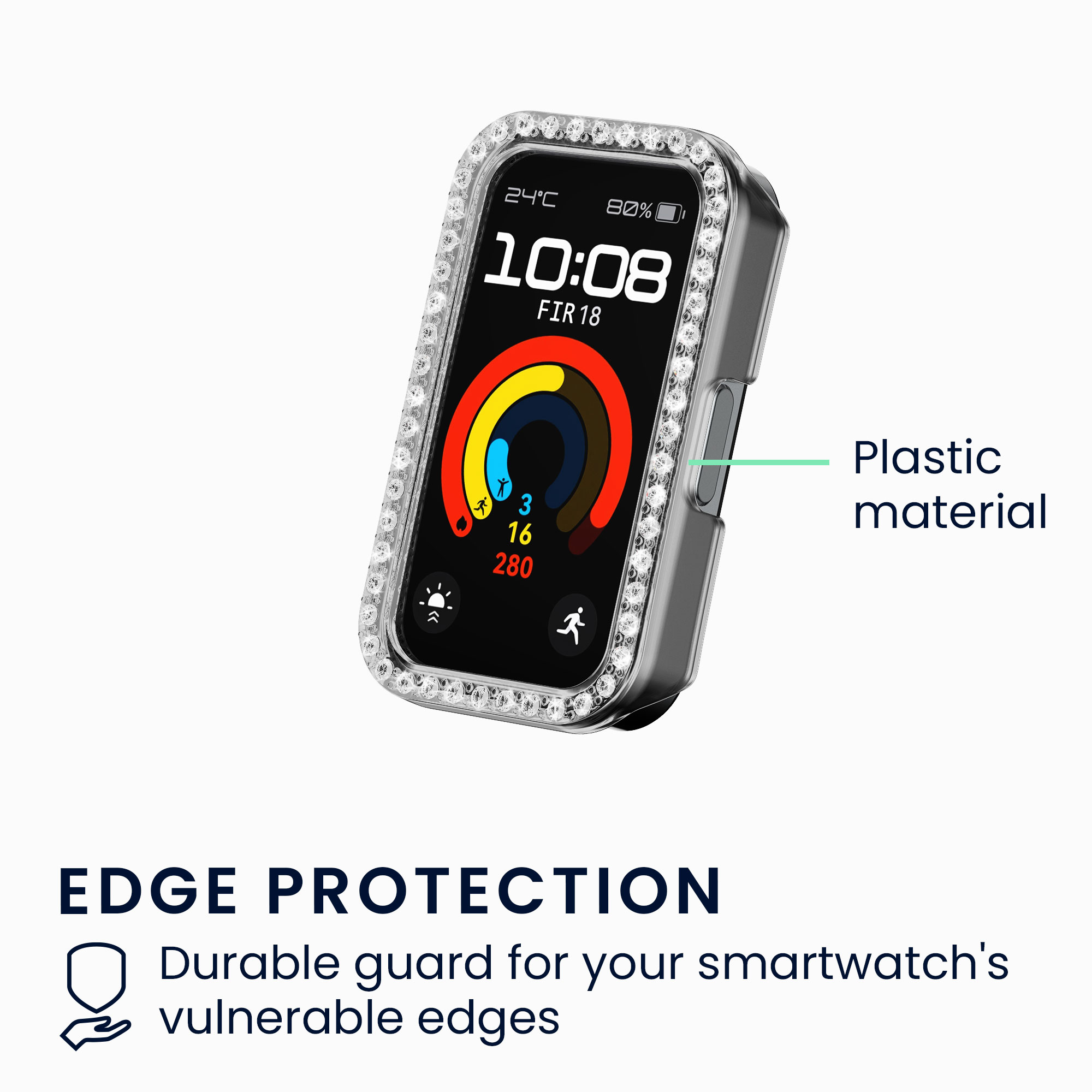 Glitter ochranný rámeček na fitness náramek Huawei Band 9 / Band 8 Frame Protector (Set of 2) 2 ks transparentně-černé