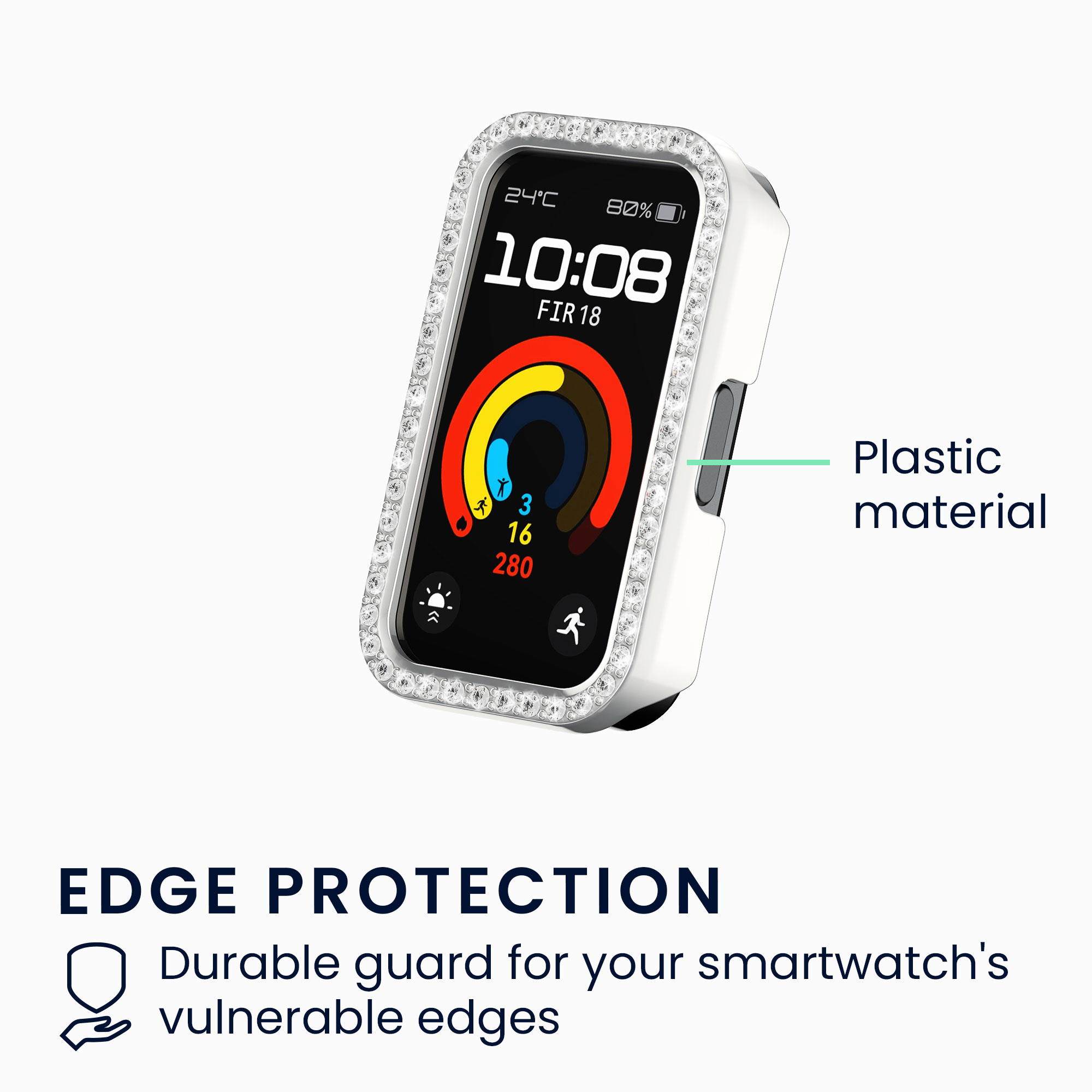 Ochranné rámečky s třpytkami pro Huawei Band 9 / Band 8 kwmobile sada 2 ks - stříbrná / růžové zlato