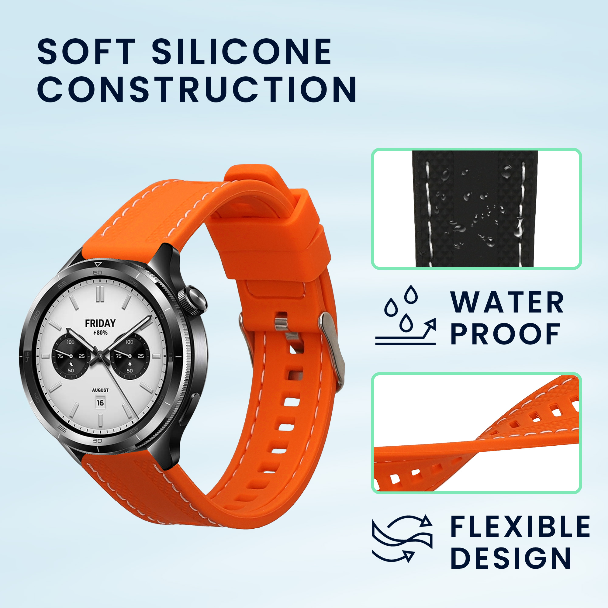 Řemínek na hodinky kwmobile silikonový pro Xiaomi Watch S4 / S4 Sport / S3 / S2 / Watch S1 Active / Watch 5 Active, černá /
