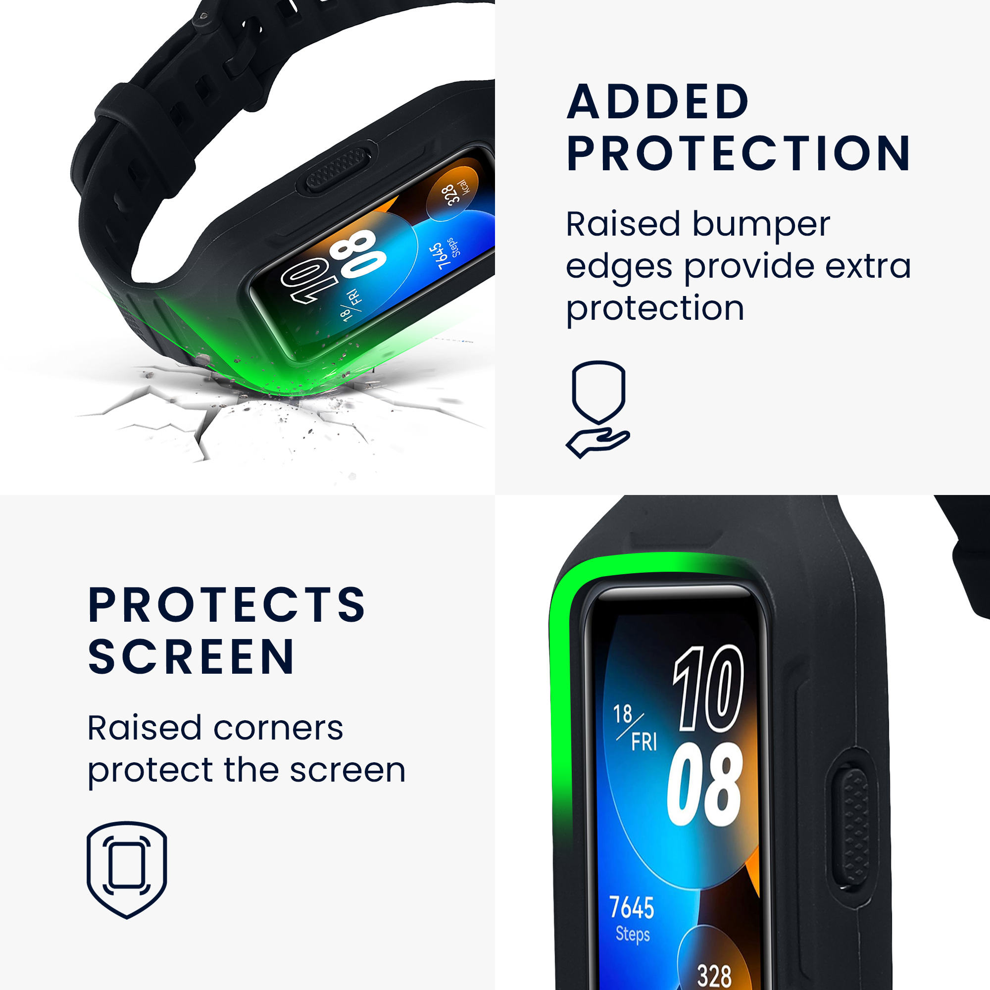 Sada silikonových řemínků na chytré hodinky Huawei Band 9 / Band 8 7 6 Pro / Honor Band 7 6 černé