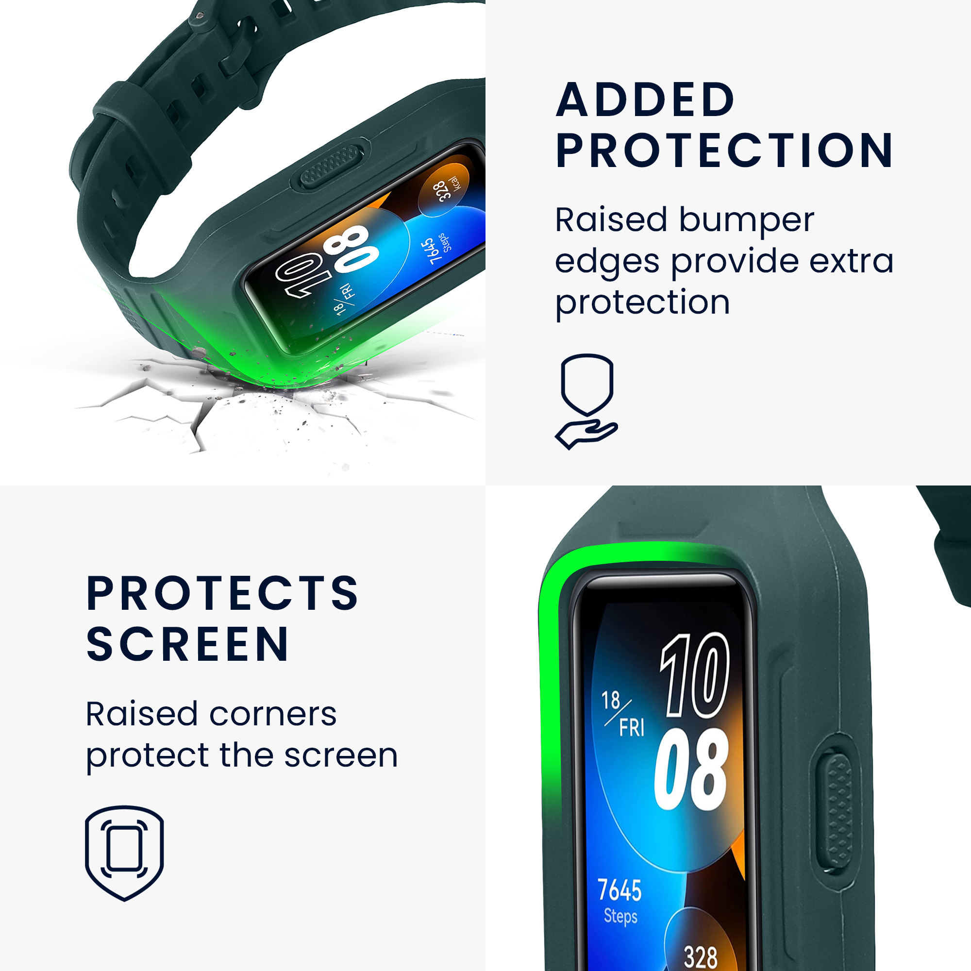 Sada silikonových řemínků na chytré hodinky Huawei Band 9 / Band 8 7 6 Pro / Honor Band 7 6 modrozelené