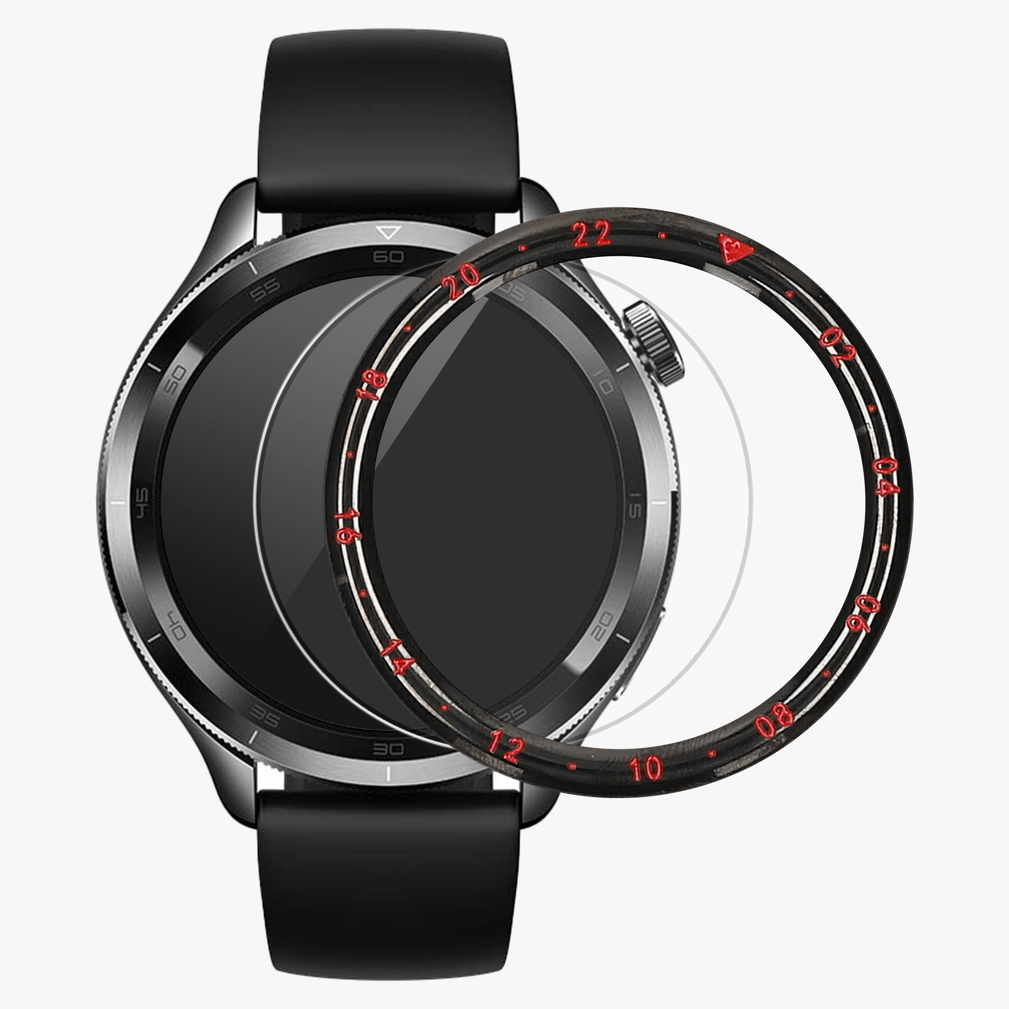 Ochranný rámeček na hodinky kwmobile pro Xiaomi Watch S4 /Watch S4 eSIM / Watch S3, černá / červená