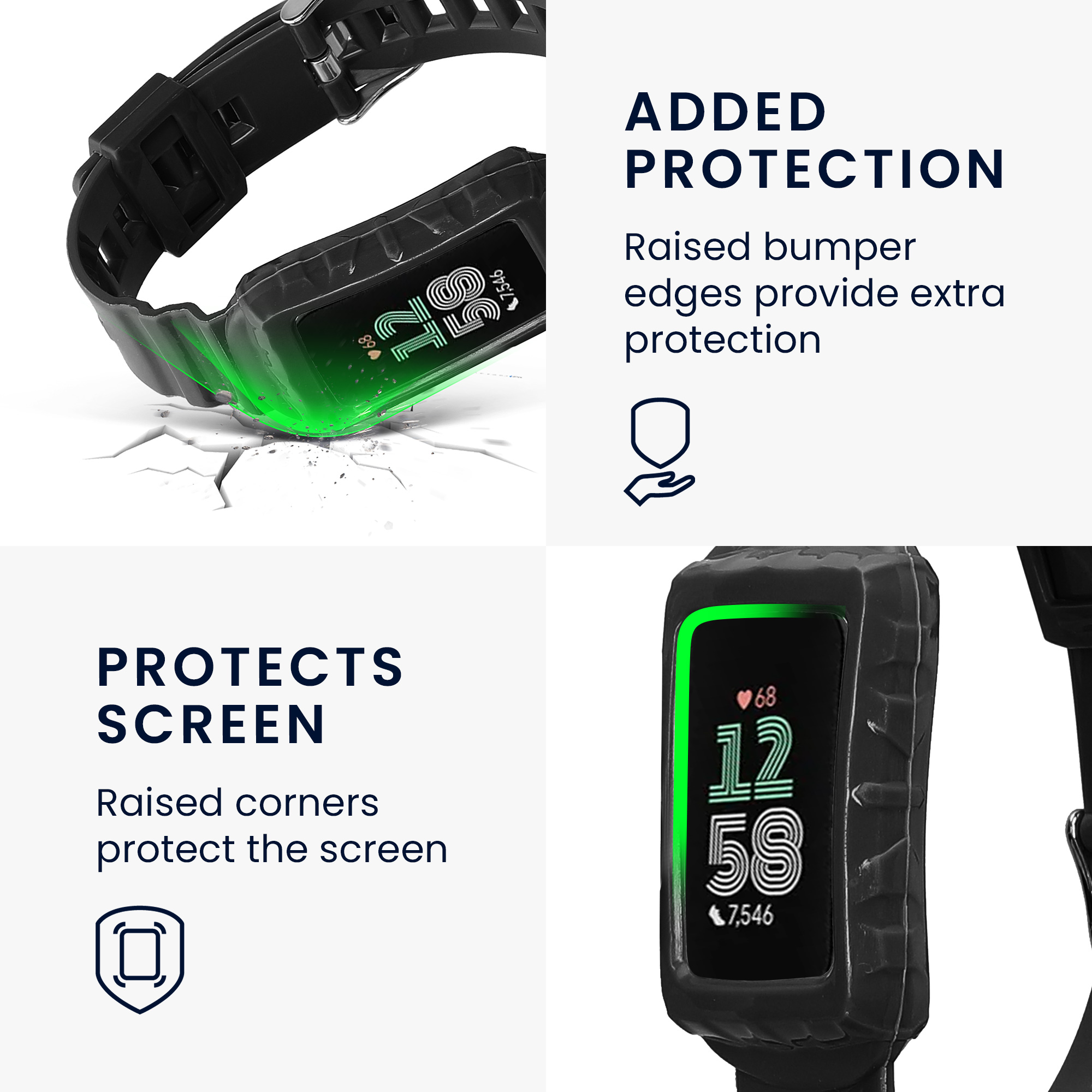 Náhradní silikonový řemínek pro Fitbit Charge 6 / Charge 5 kwmobile silikonové - černá