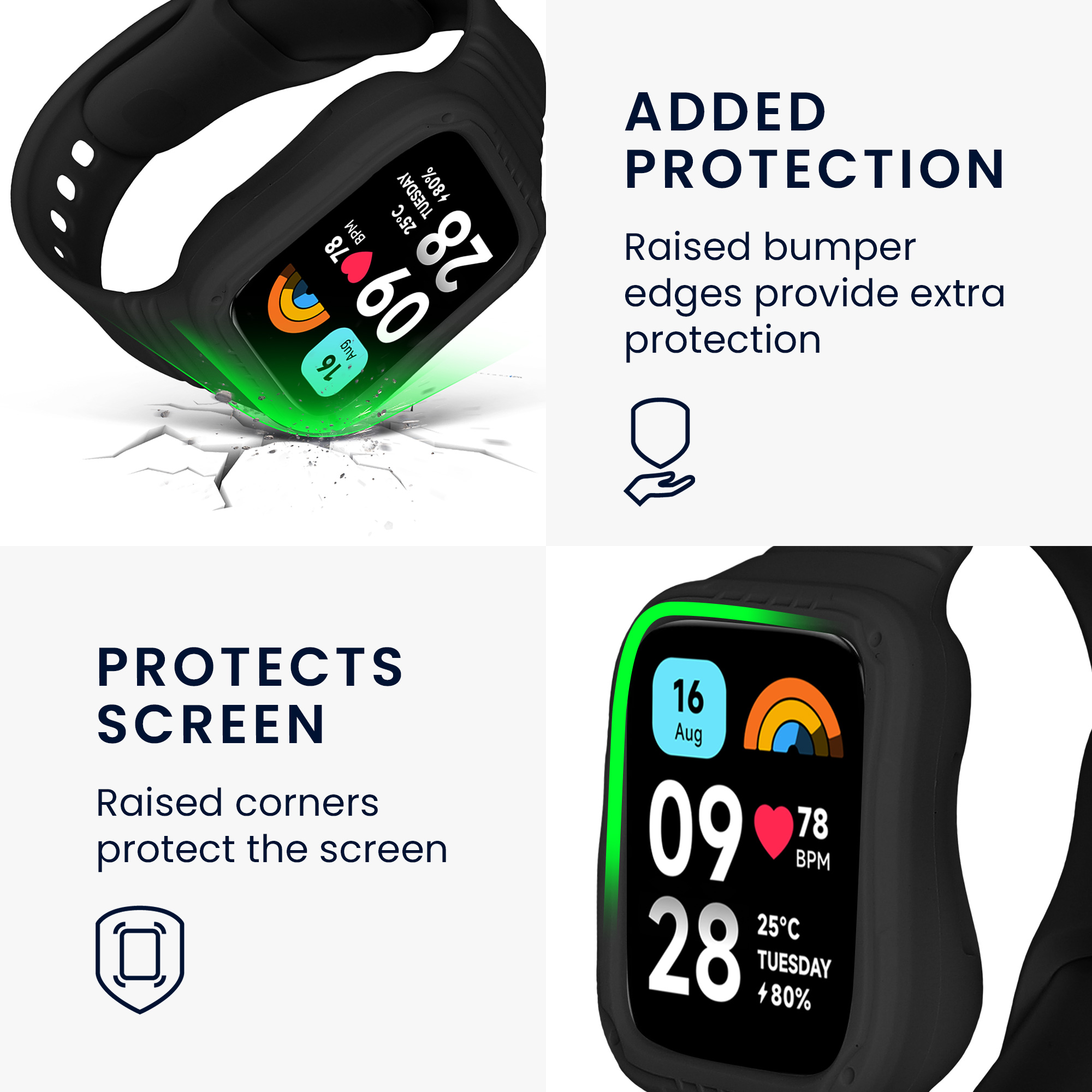 kwmobile řemínek k hodinkám Redmi Watch 3 Active / Redmi Watch 3 Lite - černá