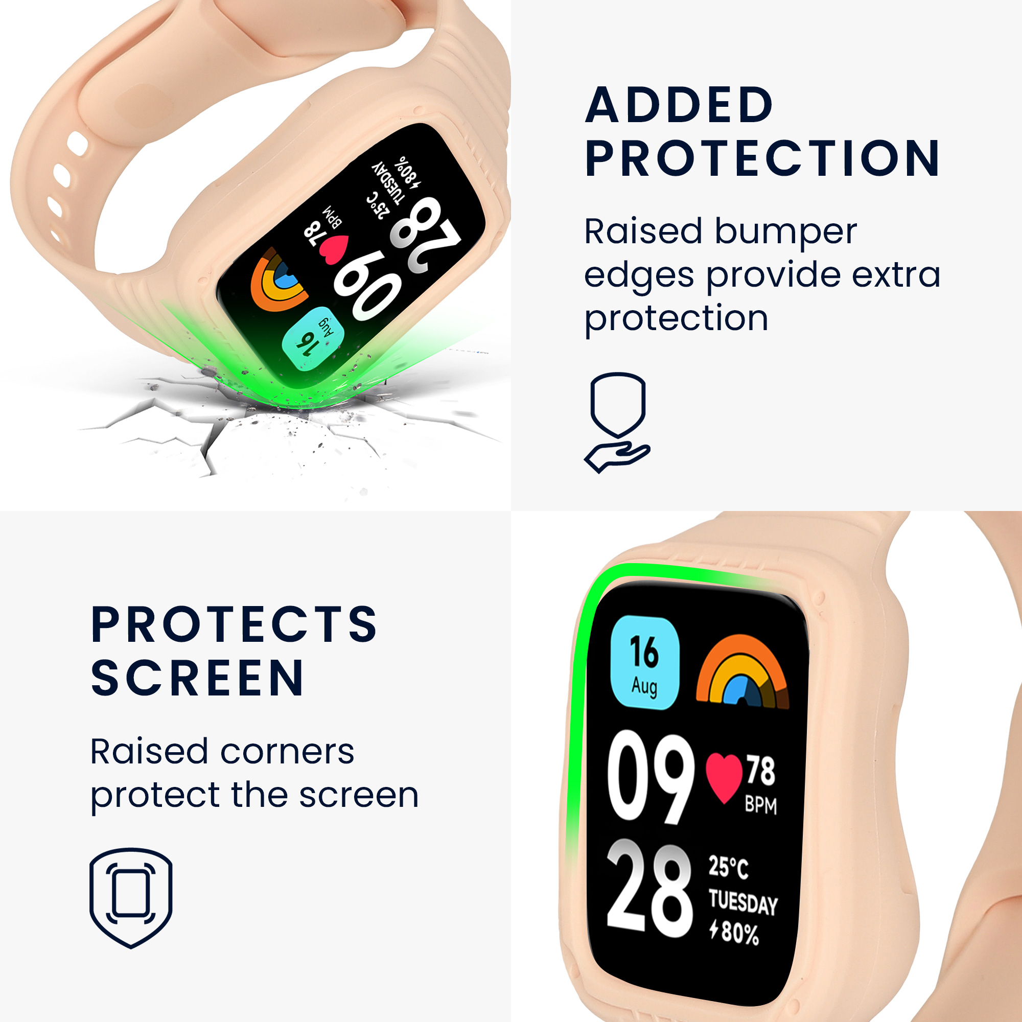 kwmobile řemínek k hodinkám Redmi Watch 3 Active / Redmi Watch 3 Lite - pudrově růžová