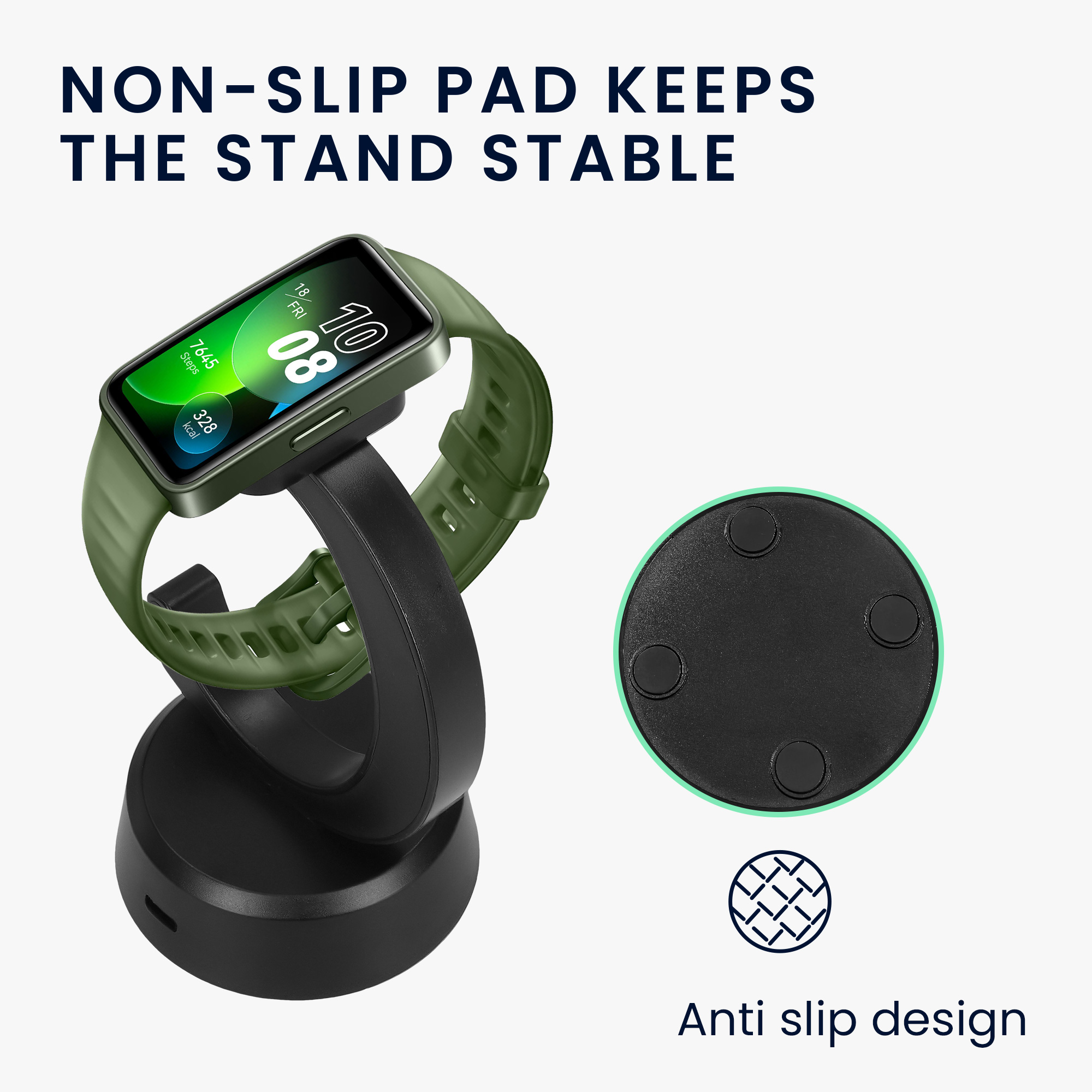 Nabíjecí dock pro chytré hodinky Huawei Band 10 / Honor Band 9 / Band 7 / Band 6 / OPPO Band 2 Charge Stand černý